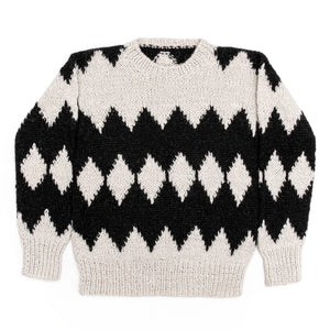 Hand Knitted Black & White Sweater