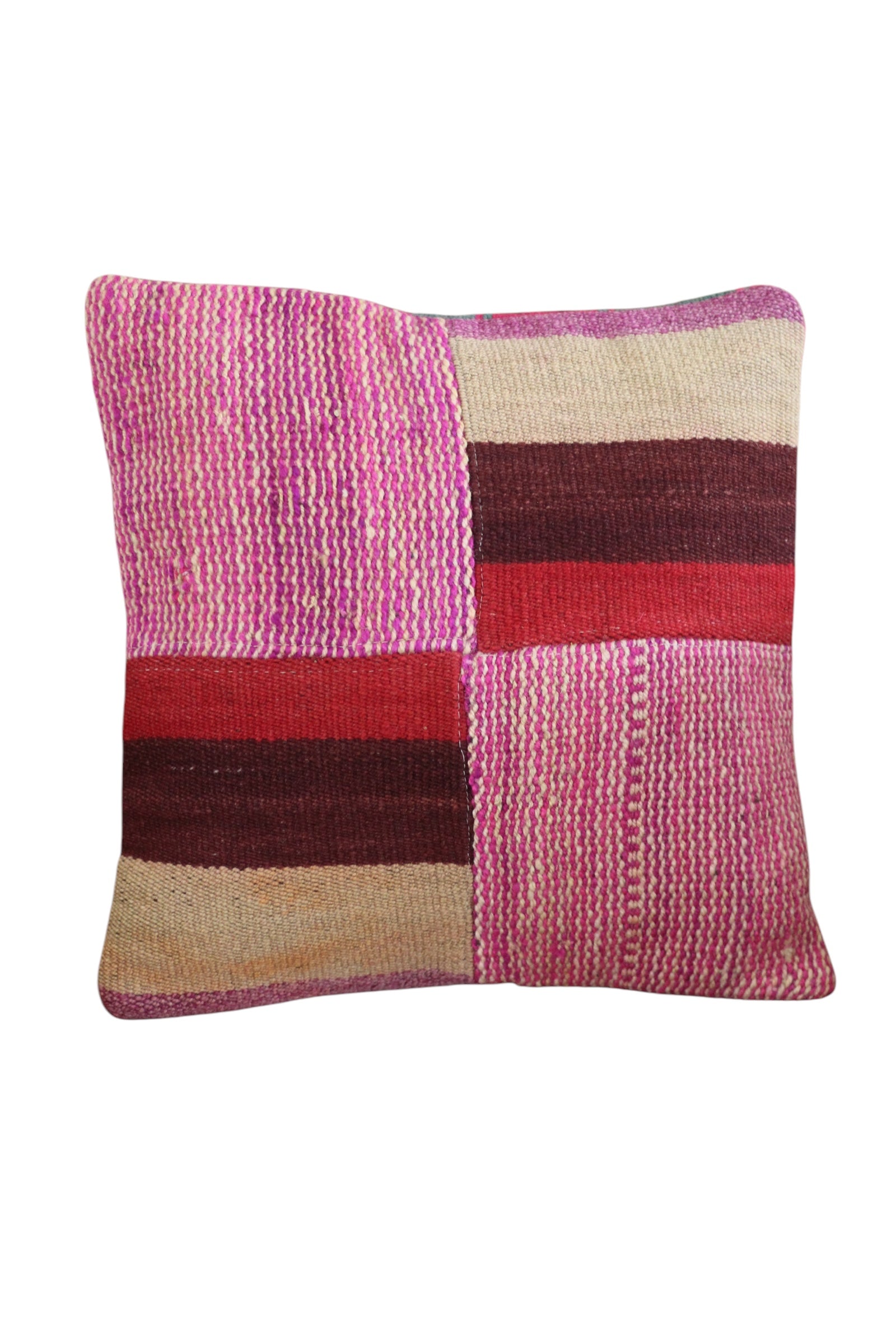 Patchwork Frazada Cushion #014, sheep wool patchwork from Peruvian Andes