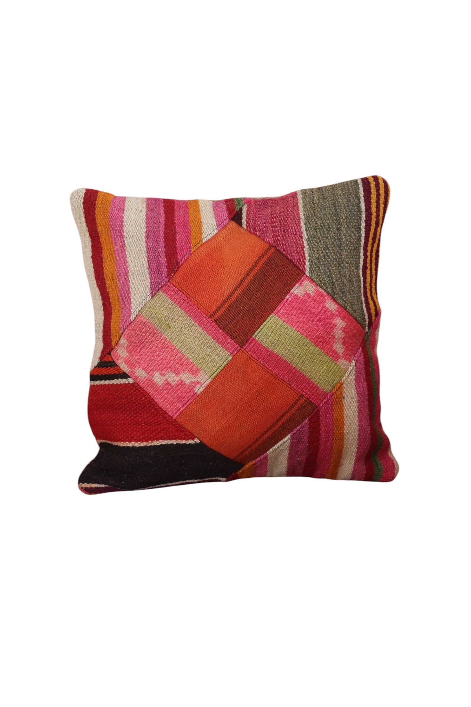 Patchwork Frazada Cushion #006, sheep wool patchwork from Peruvian Andes