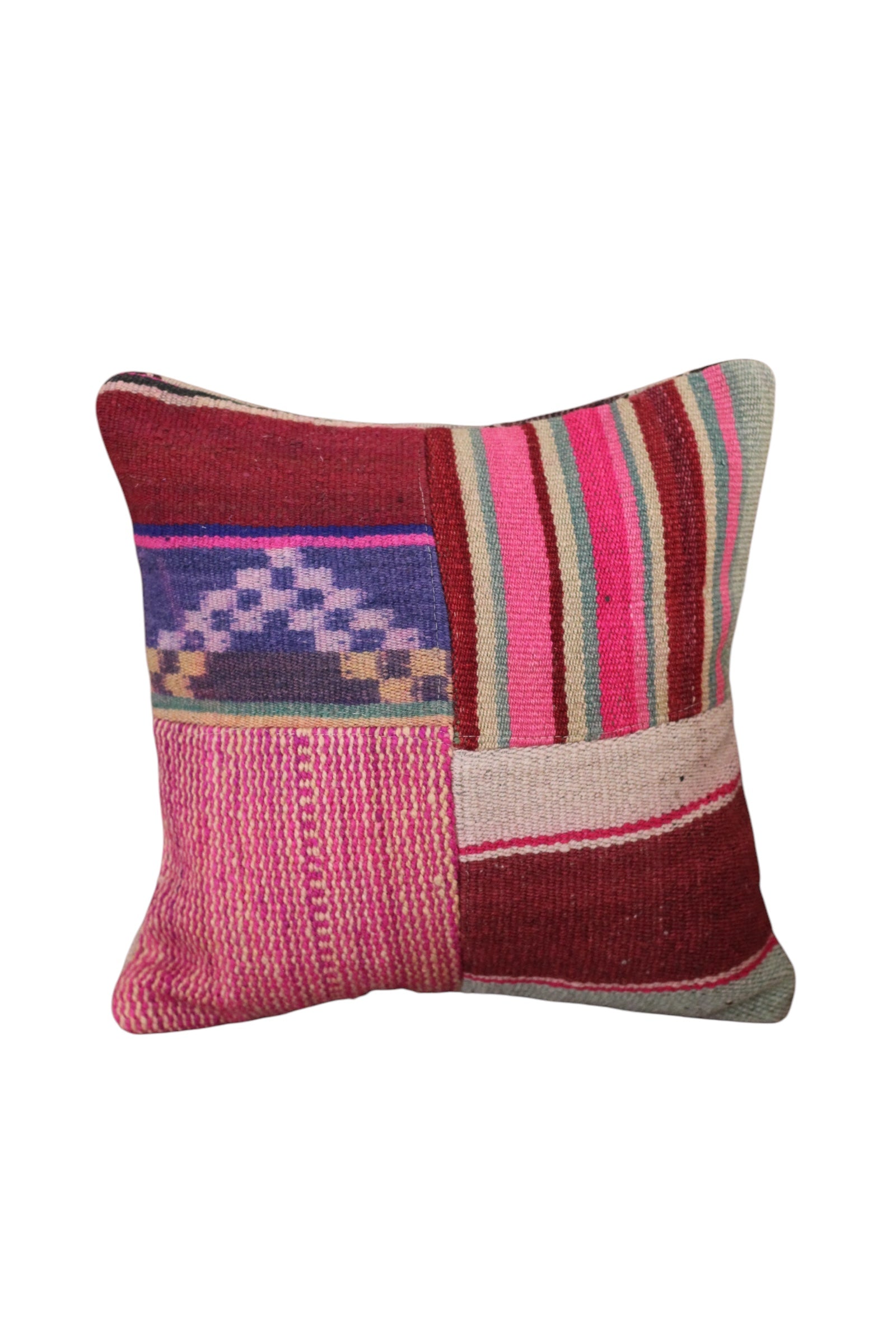 Patchwork Frazada Cushion #007, sheep wool patchwork from Peruvian Andes