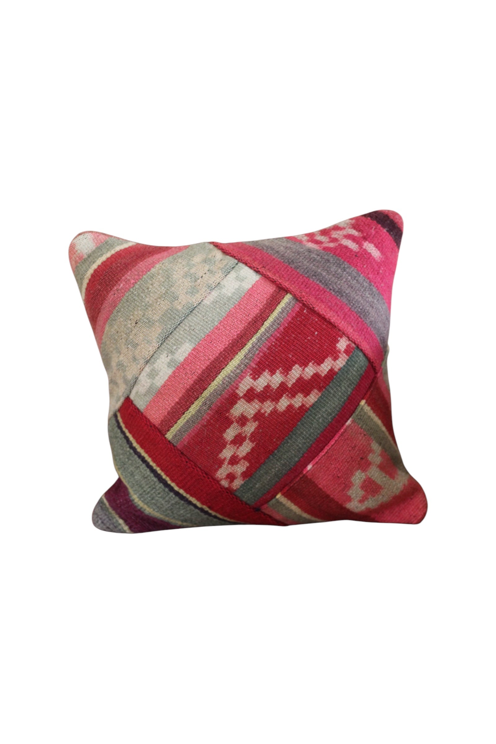 Patchwork Frazada Cushion #009, sheep wool patchwork from Peruvian Andes