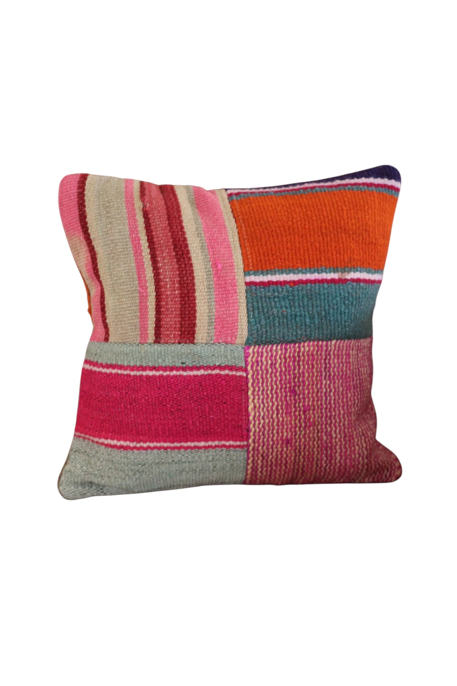 Patchwork Frazada Cushion #012, sheep wool patchwork from Peruvian Andes