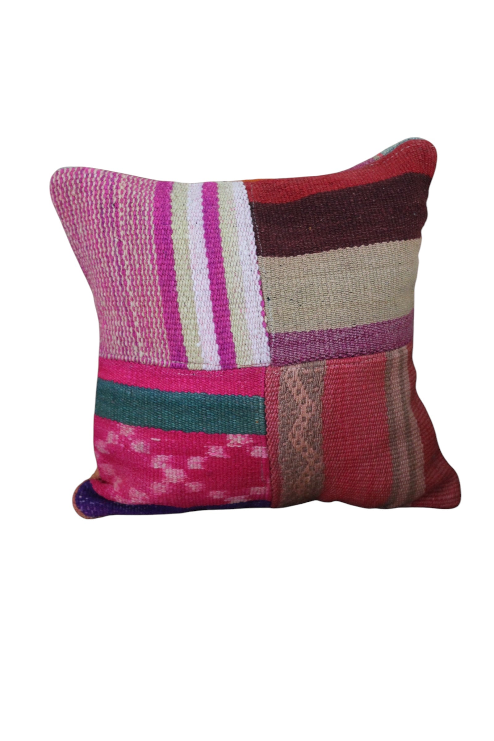 Patchwork Frazada Cushion #013, sheep wool patchwork from Peruvian Andes