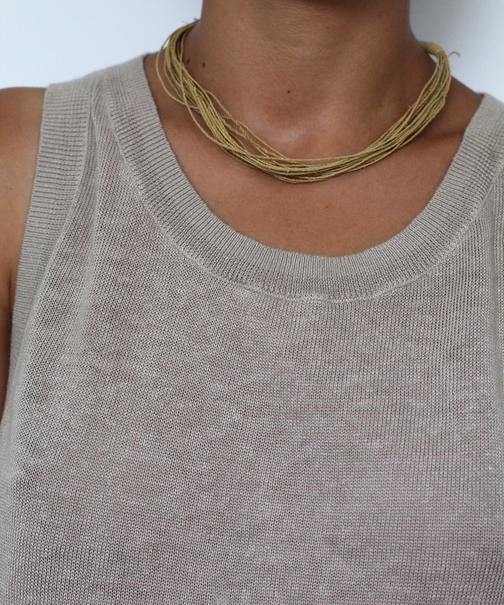 Necklace #0110 Moss, handwoven chaguar by Wichi artisans, Argentina