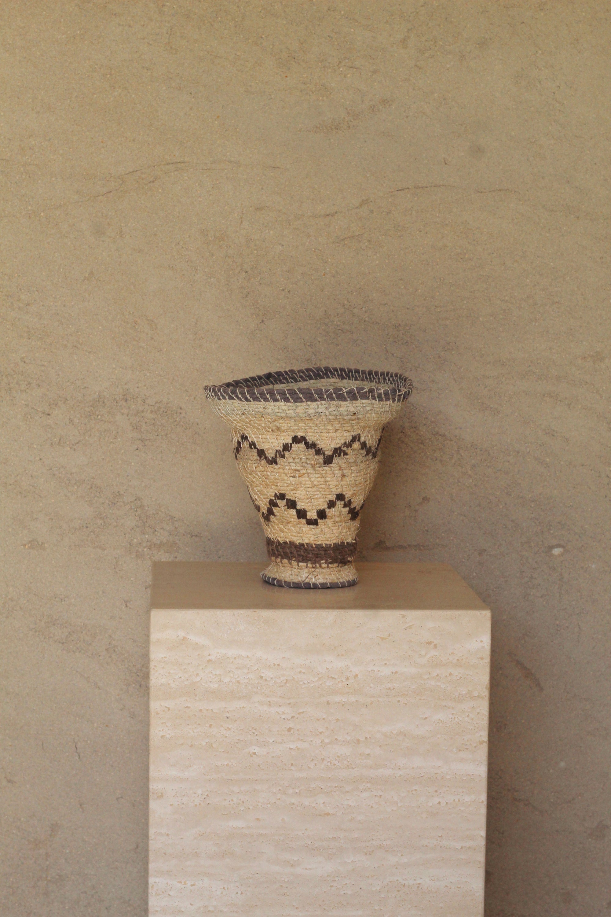 Woven Sculptural Vase #012, handwoven chaguar fibre by Wichi artisans, Argentina