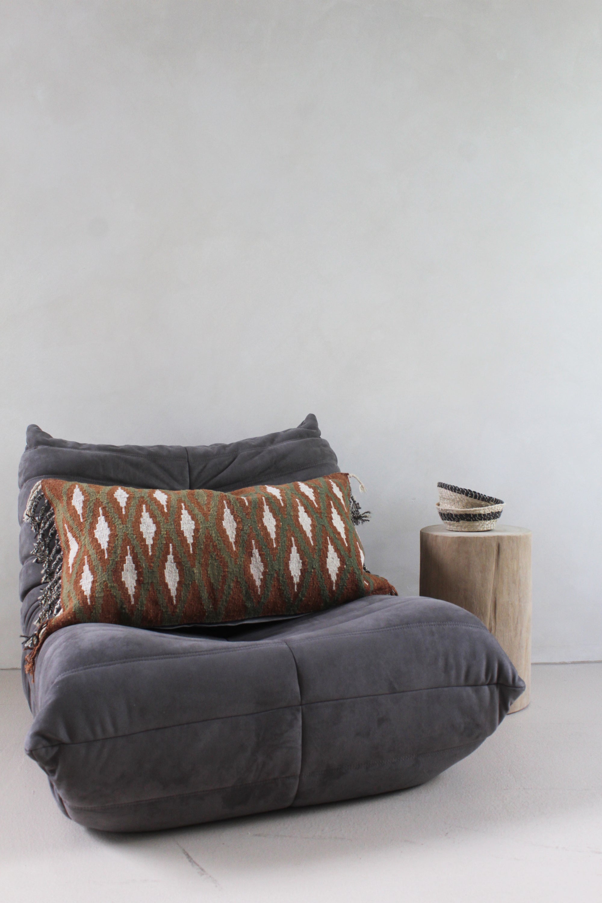 Qom XL Lumbar Cushion #014, handwoven sheep wool by Qom artisans, Argentina