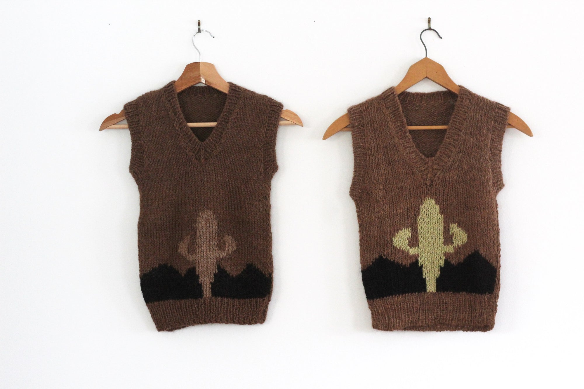 Hand Knitted Green Cactus Vest, llama wool, Argentina