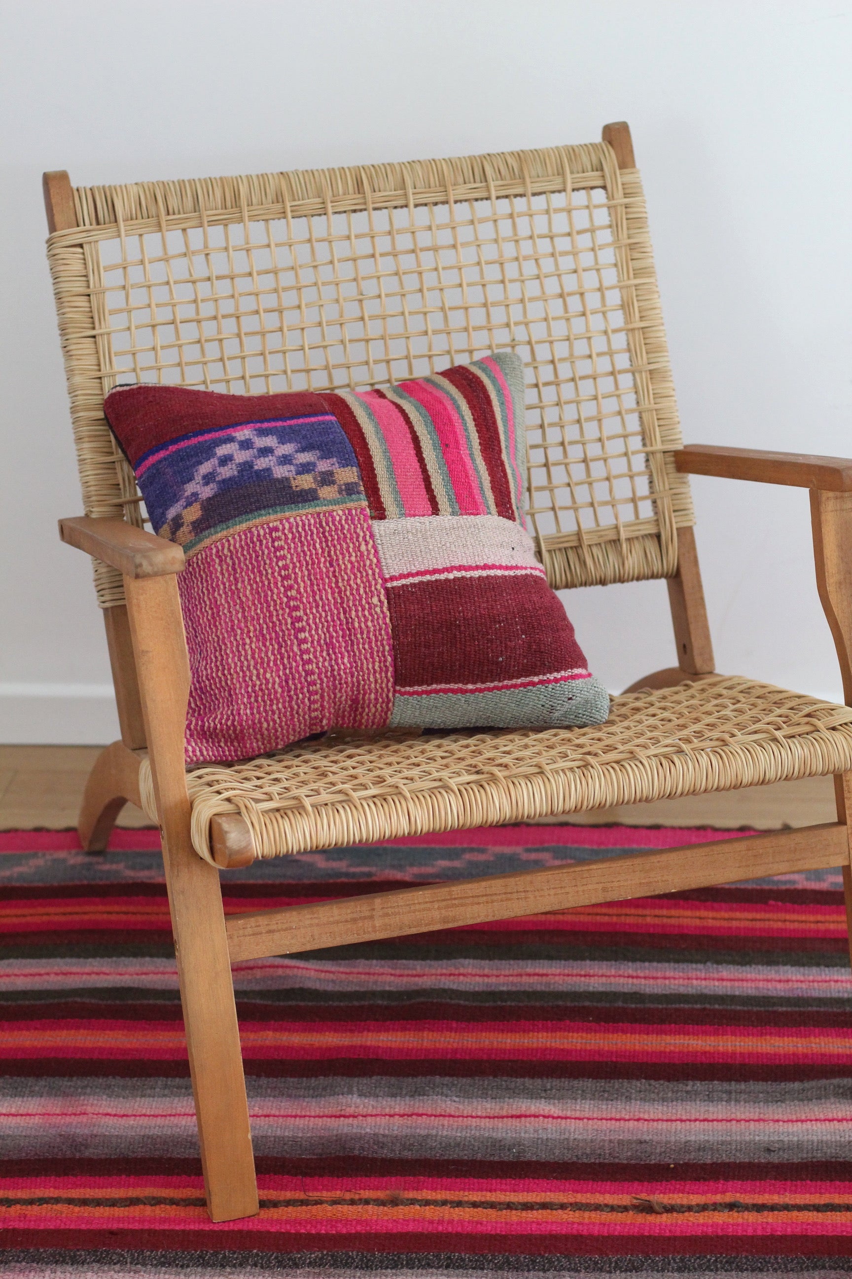 Patchwork Frazada Cushion #007, sheep wool patchwork from Peruvian Andes