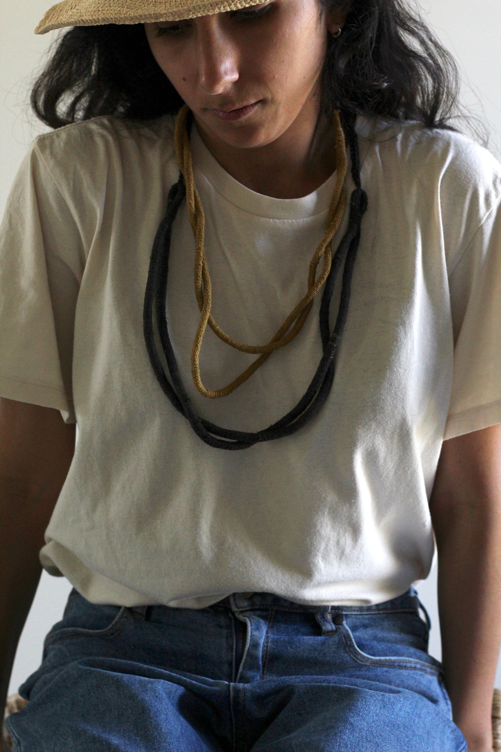 Necklace #078 Black, handwoven chaguar by Wichi artisans, Argentina
