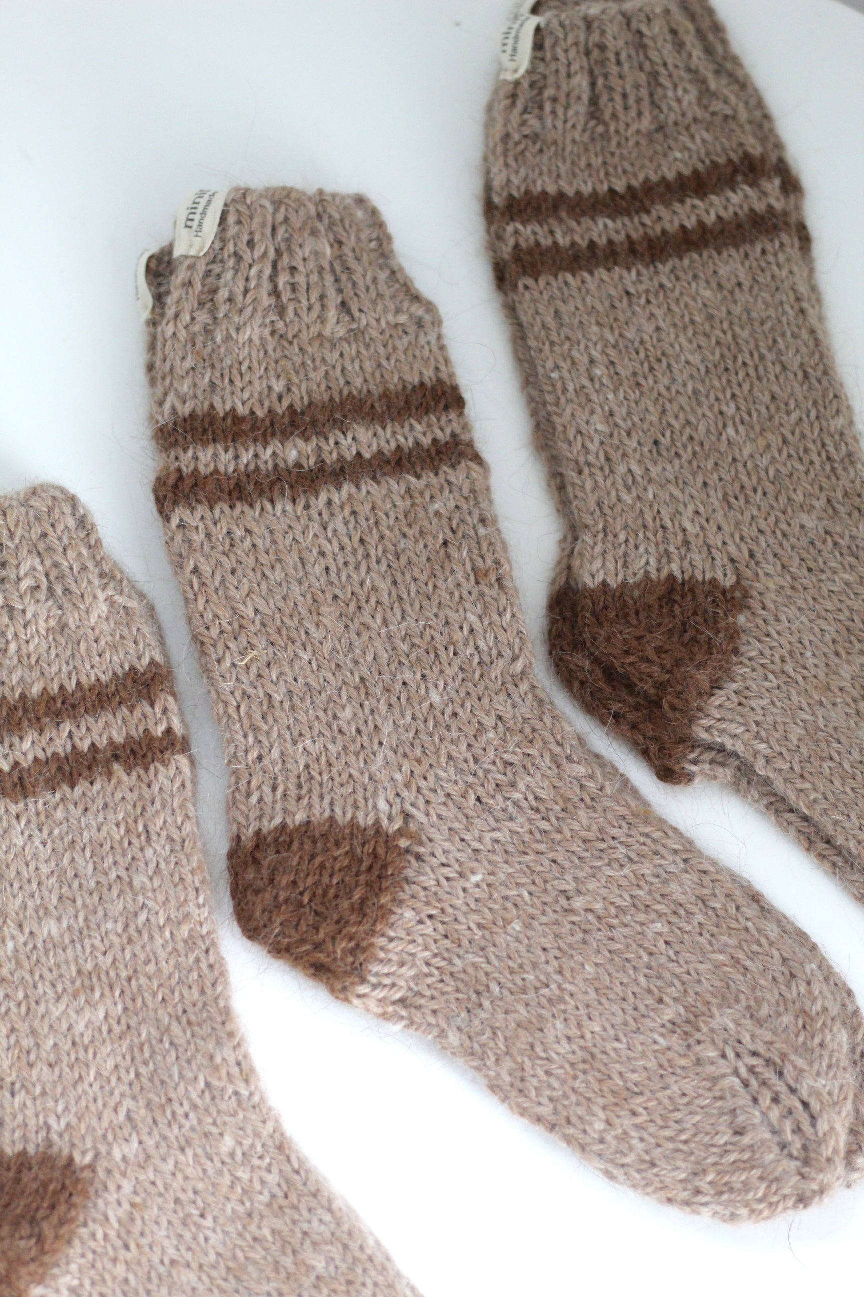 Kids Socks Beige and Chocolate, llama wool, Argentina