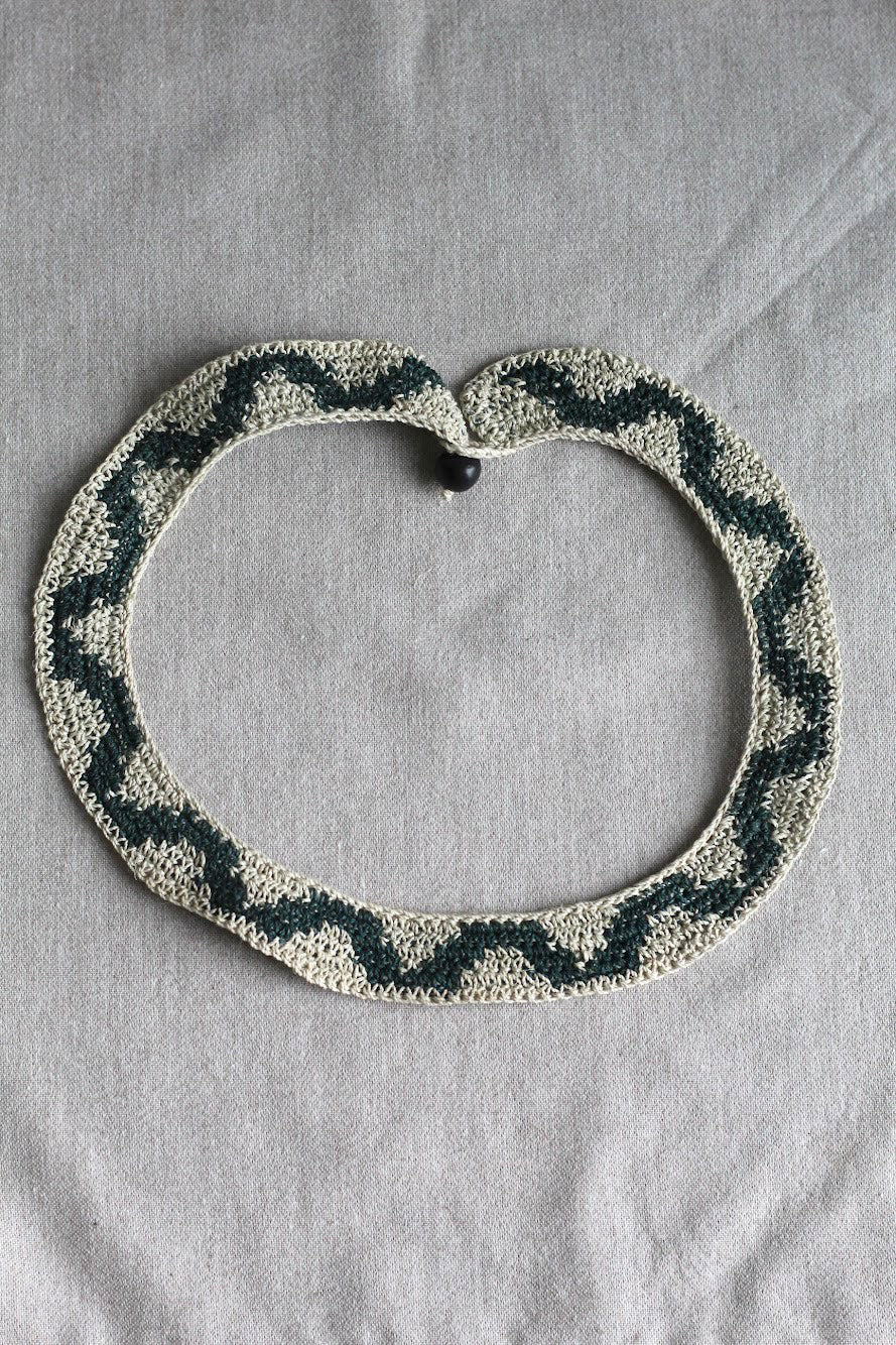 Necklace #098 Natural and Green, handwoven chaguar by Wichi artisans, Argentina