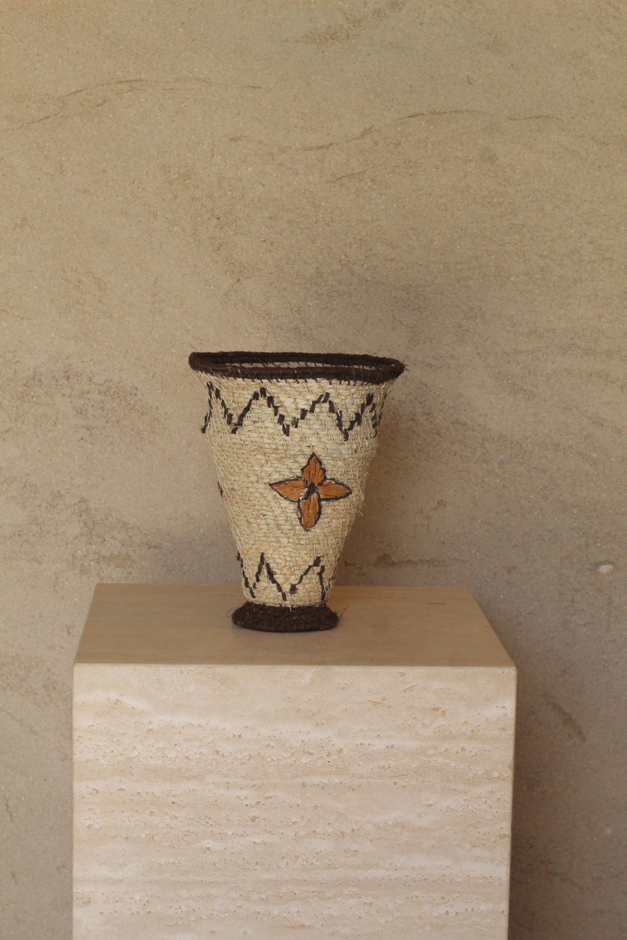 Woven Sculptural Vase #013, handwoven chaguar fibre by Wichi artisans, Argentina