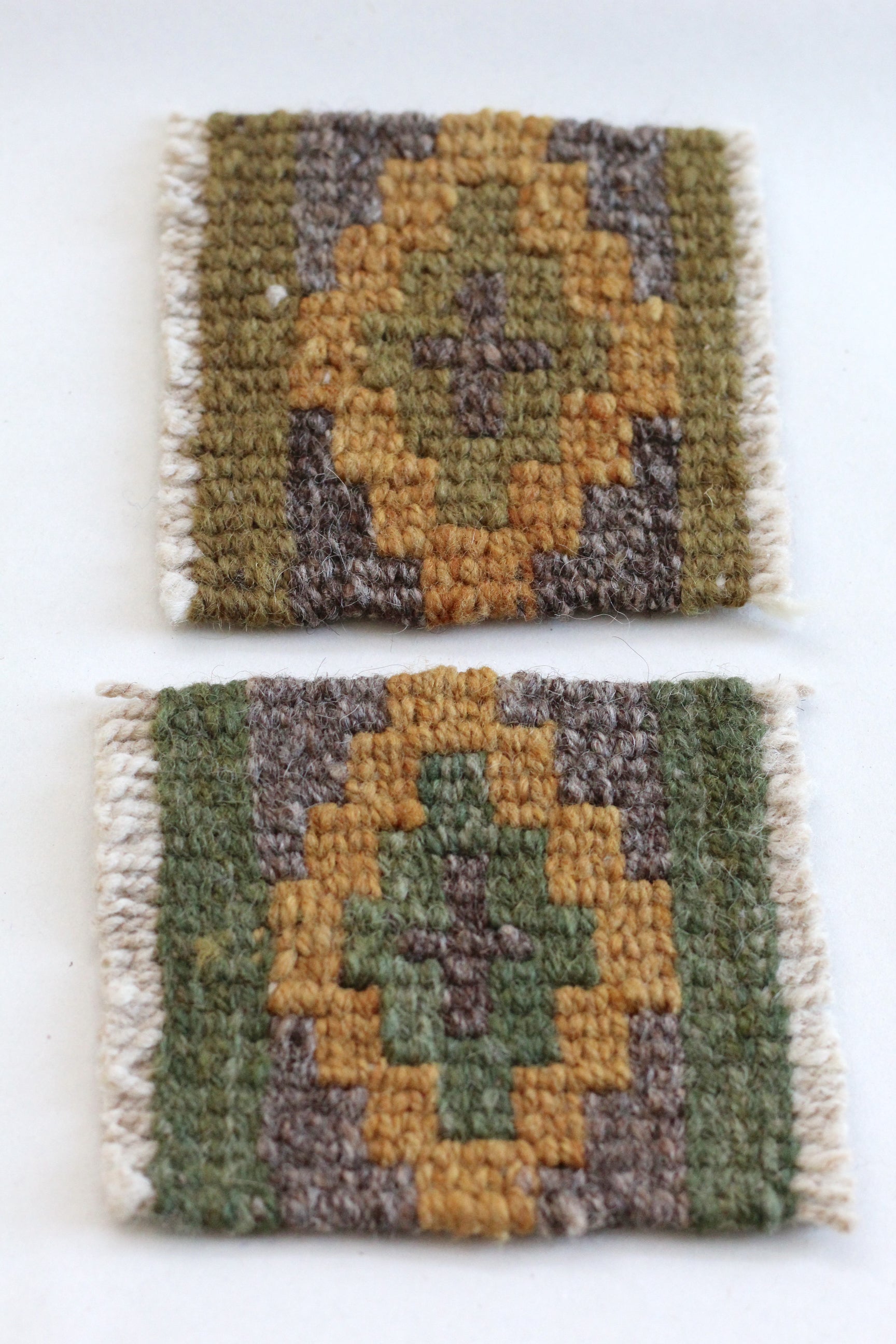 Qom Coasters Set of Six, hand-loomed sheep wool by Qom artisans, Argentina