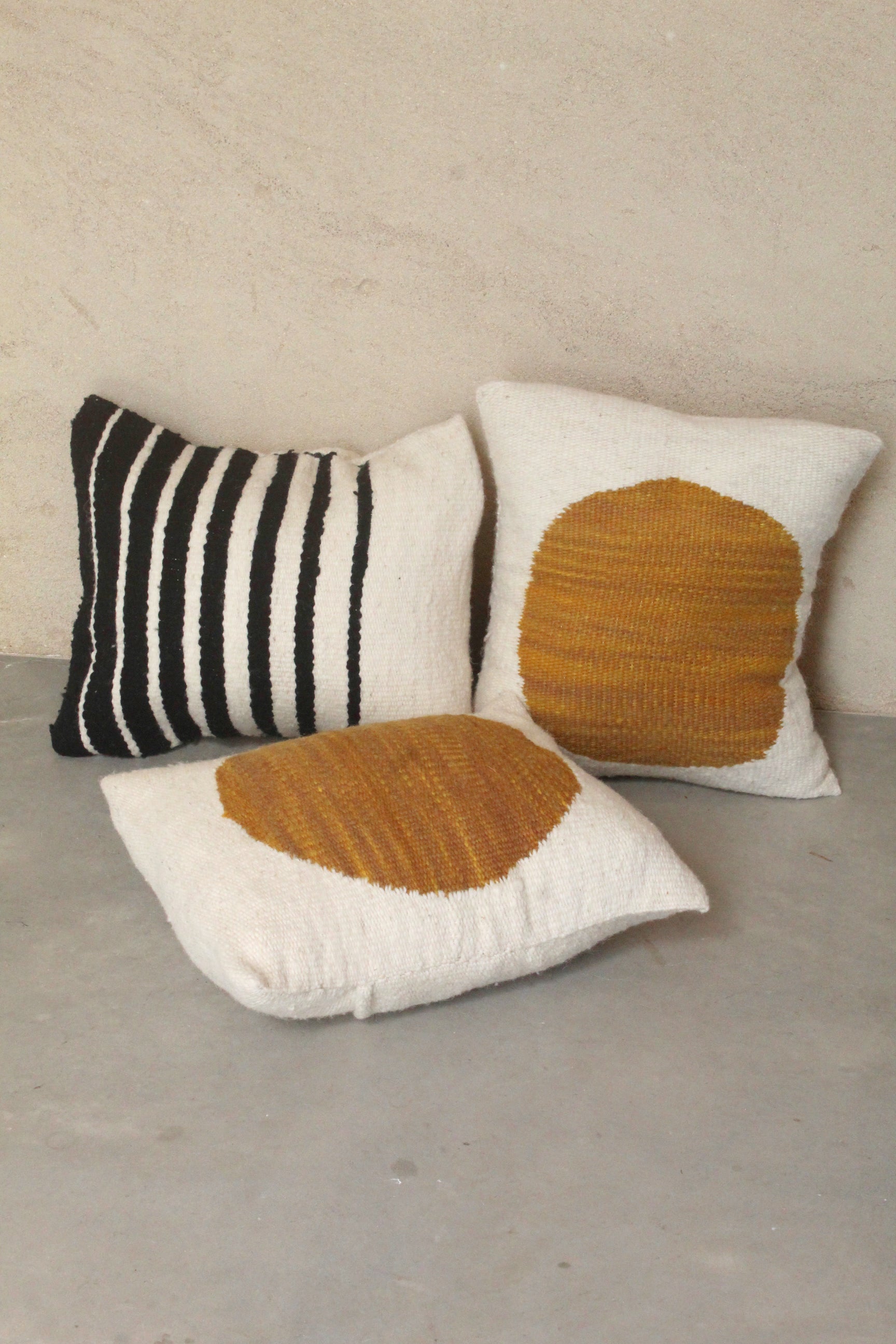 Wool Square Cushion| Stripe Black & Natural