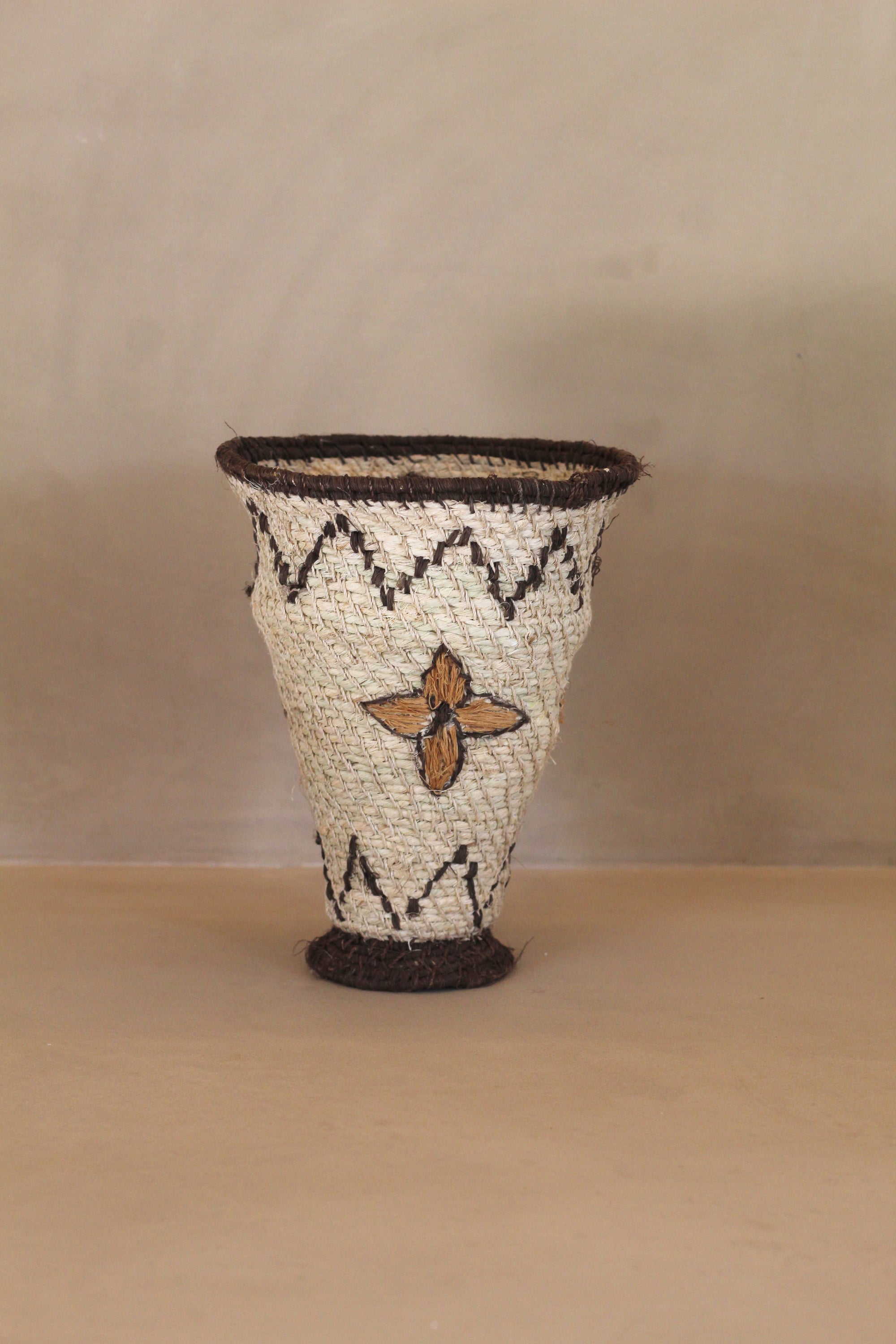 Woven Sculptural Vase #013, handwoven chaguar fibre by Wichi artisans, Argentina