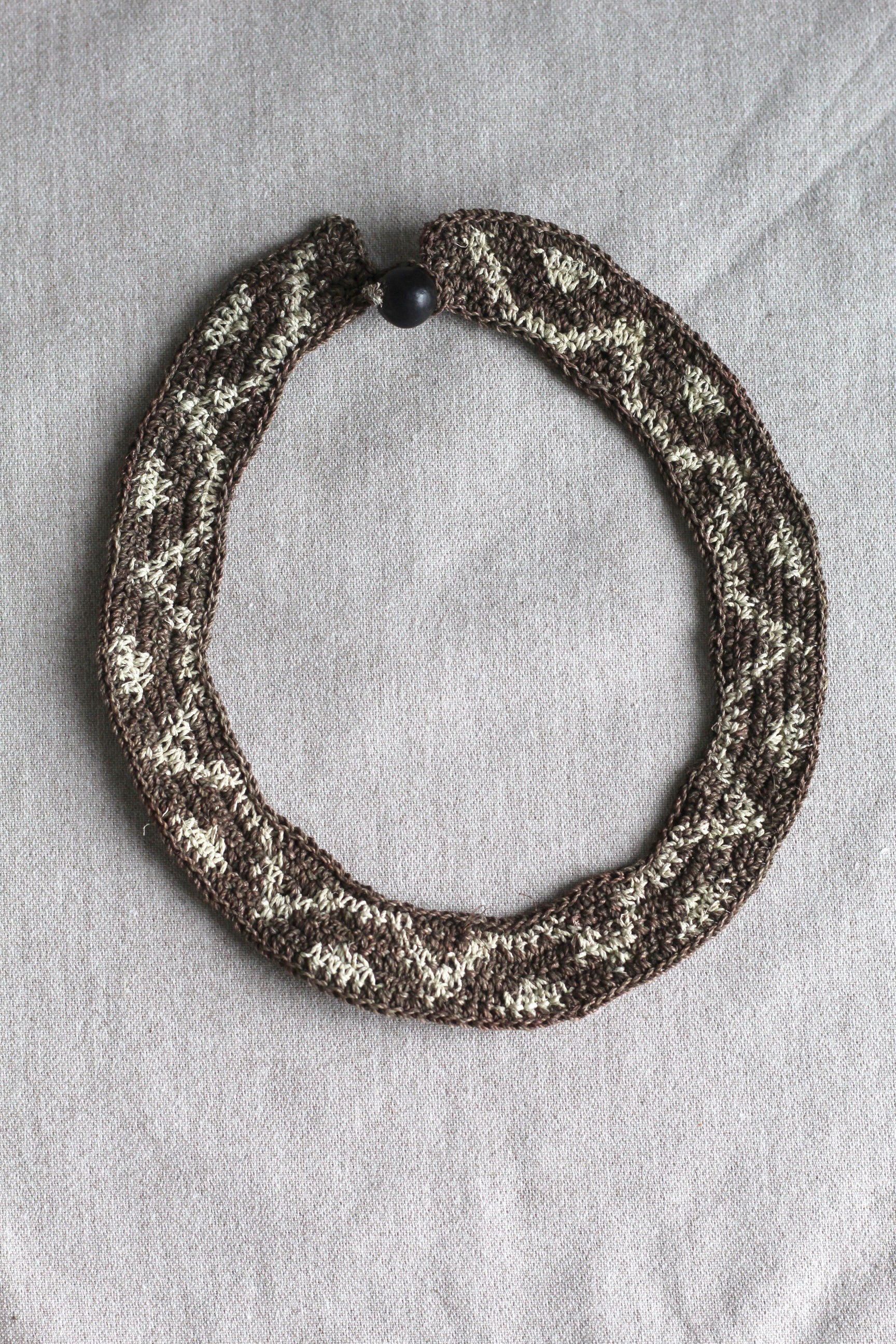 Necklace #0102 Brown and Natural, handwoven chaguar by Wichi artisans, Argentina