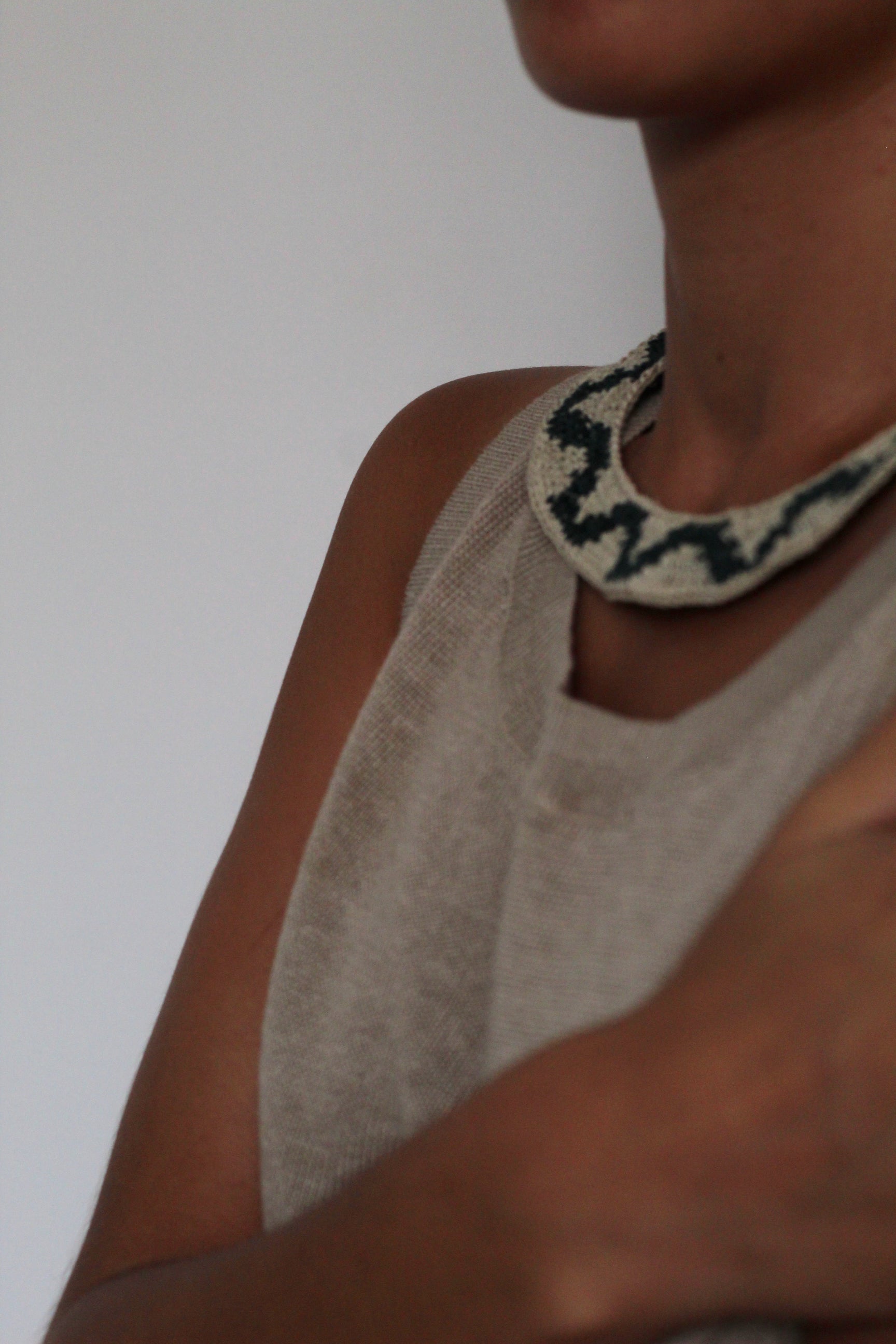 Necklace #098 Natural and Green, handwoven chaguar by Wichi artisans, Argentina