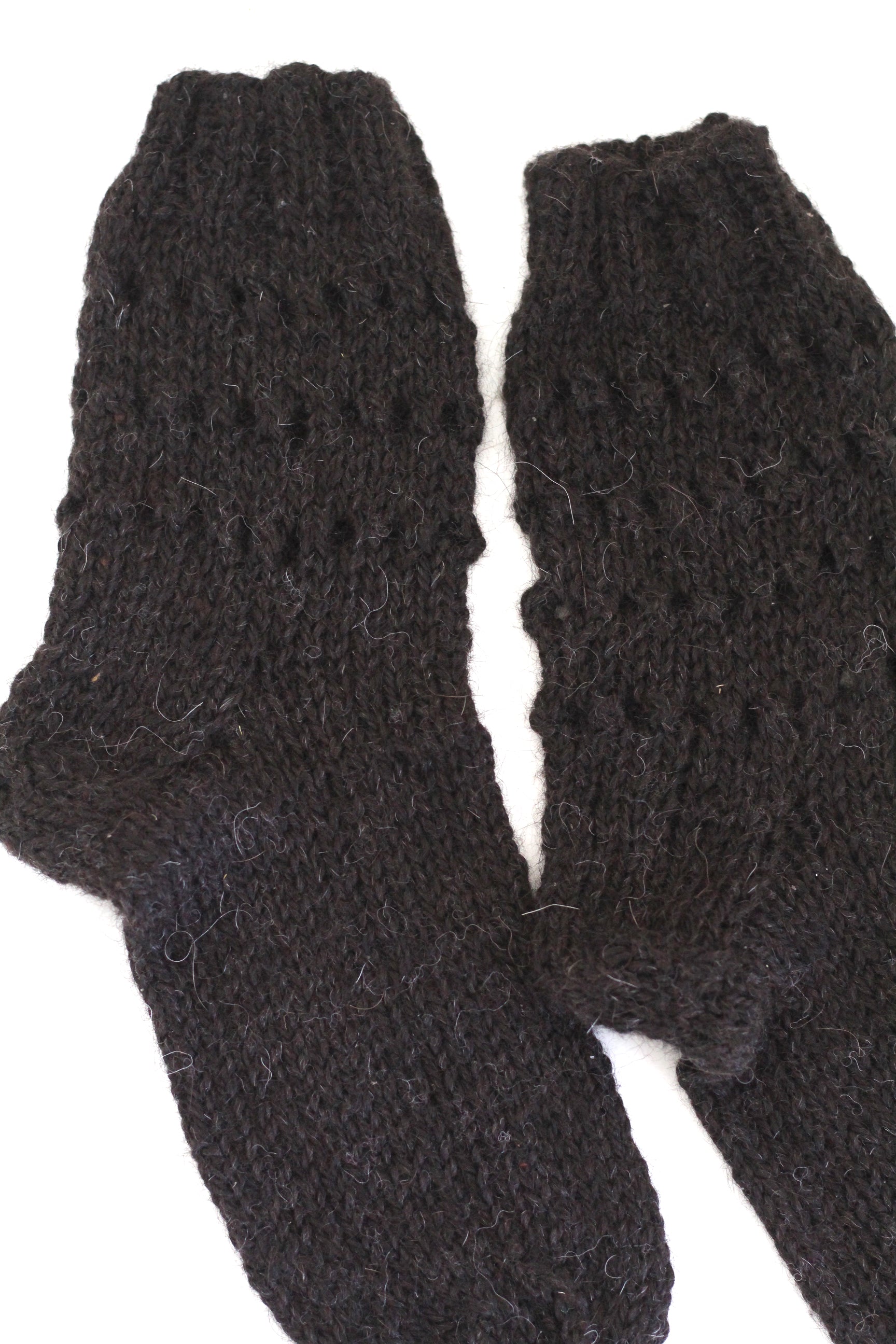 Hand Knitted Socks Black, llama wool, Argentina