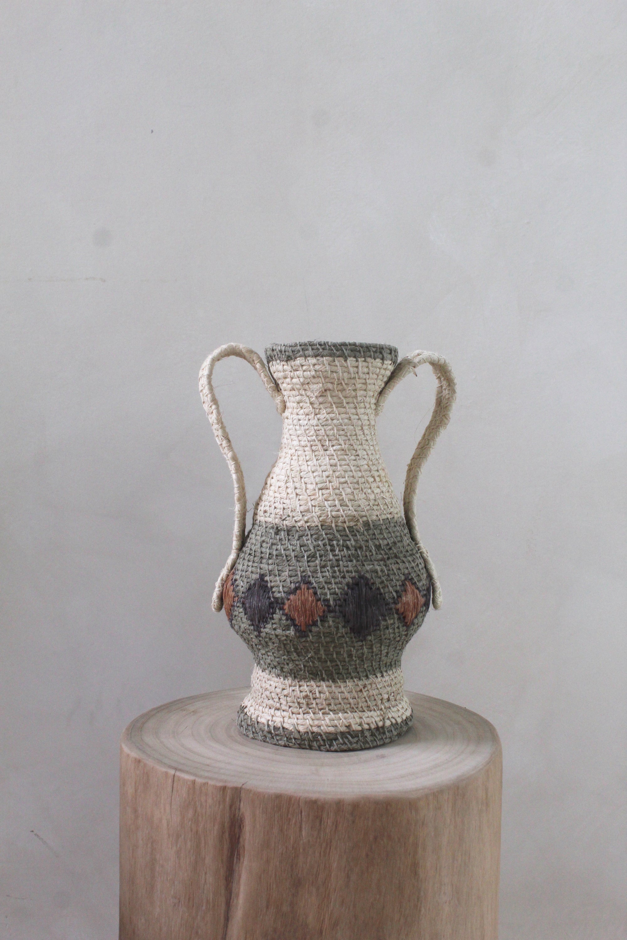 Woven Sculptural Vase #006, handwoven chaguar fibre by Wichi artisans, Argentina
