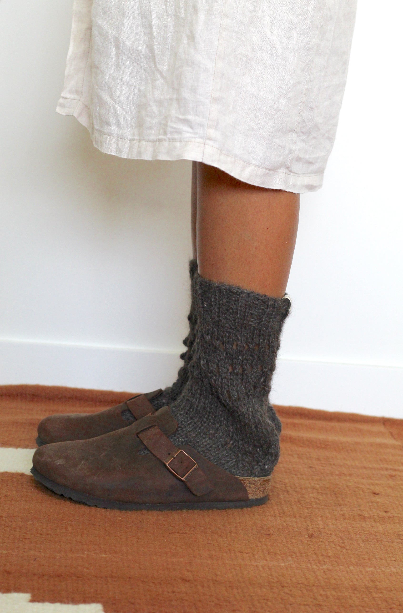 Hand Knitted Socks Dark Grey, llama wool, Argentina