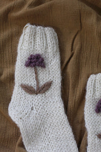 Chaussettes pour tout-petits | Naturel | Brodé à la main #002
