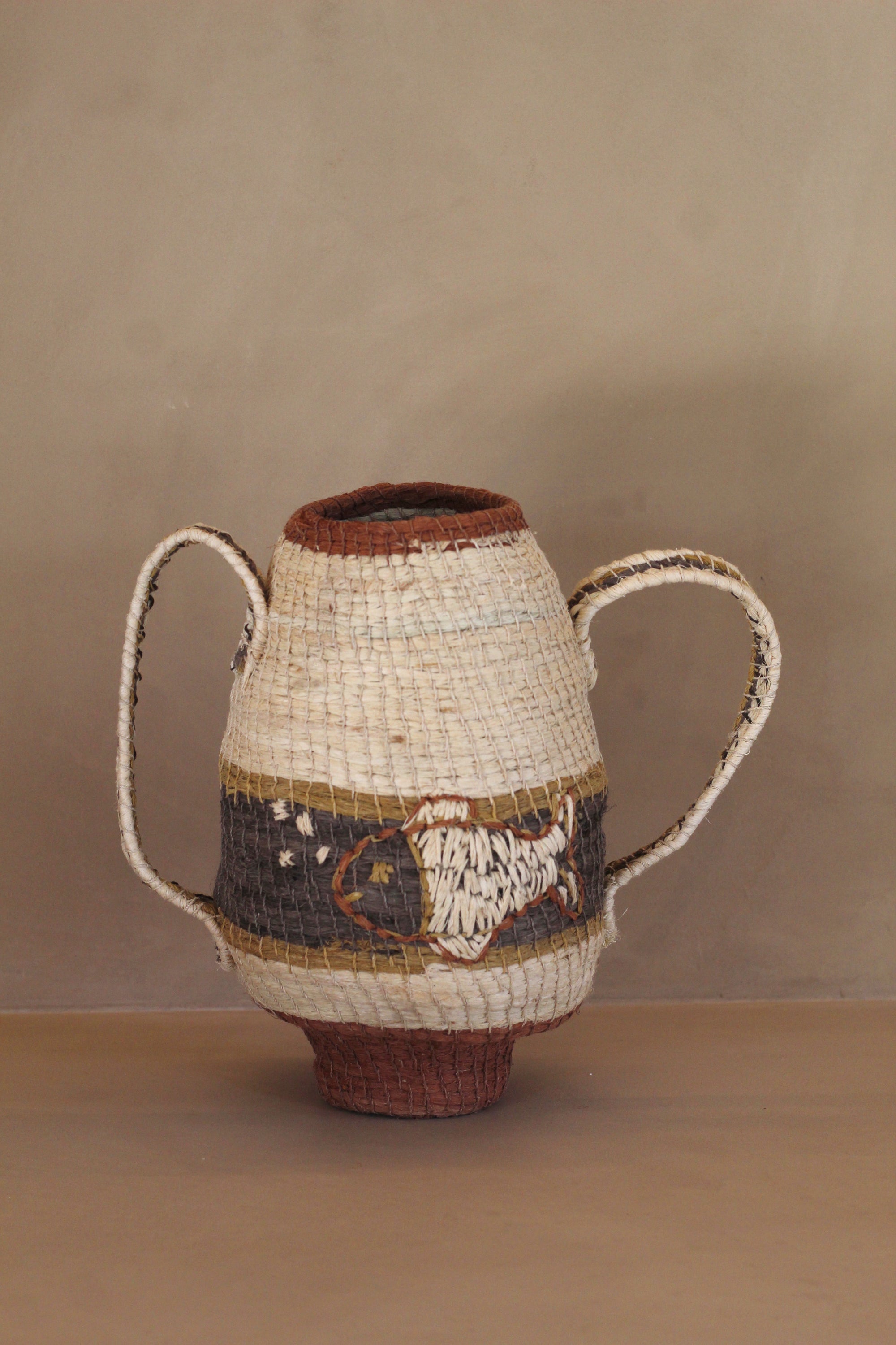 Woven Sculptural Vase #005, handwoven chaguar fibre by Wichi artisans, Argentina