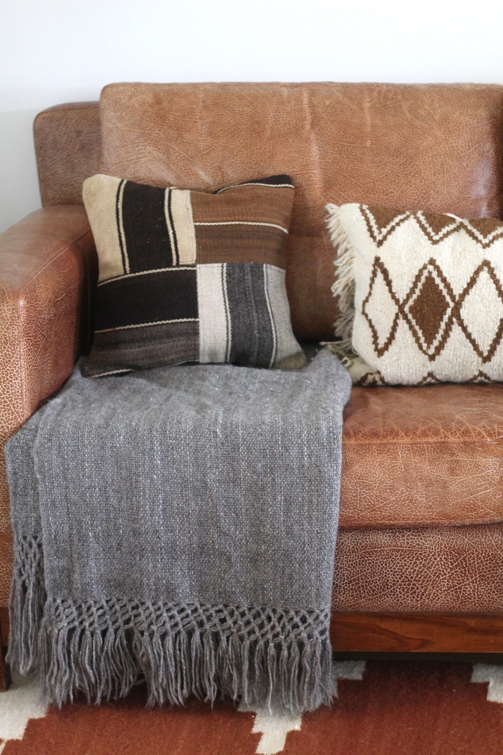 Patchwork Frazada Cushion #010, sheep wool patchwork from Peruvian Andes