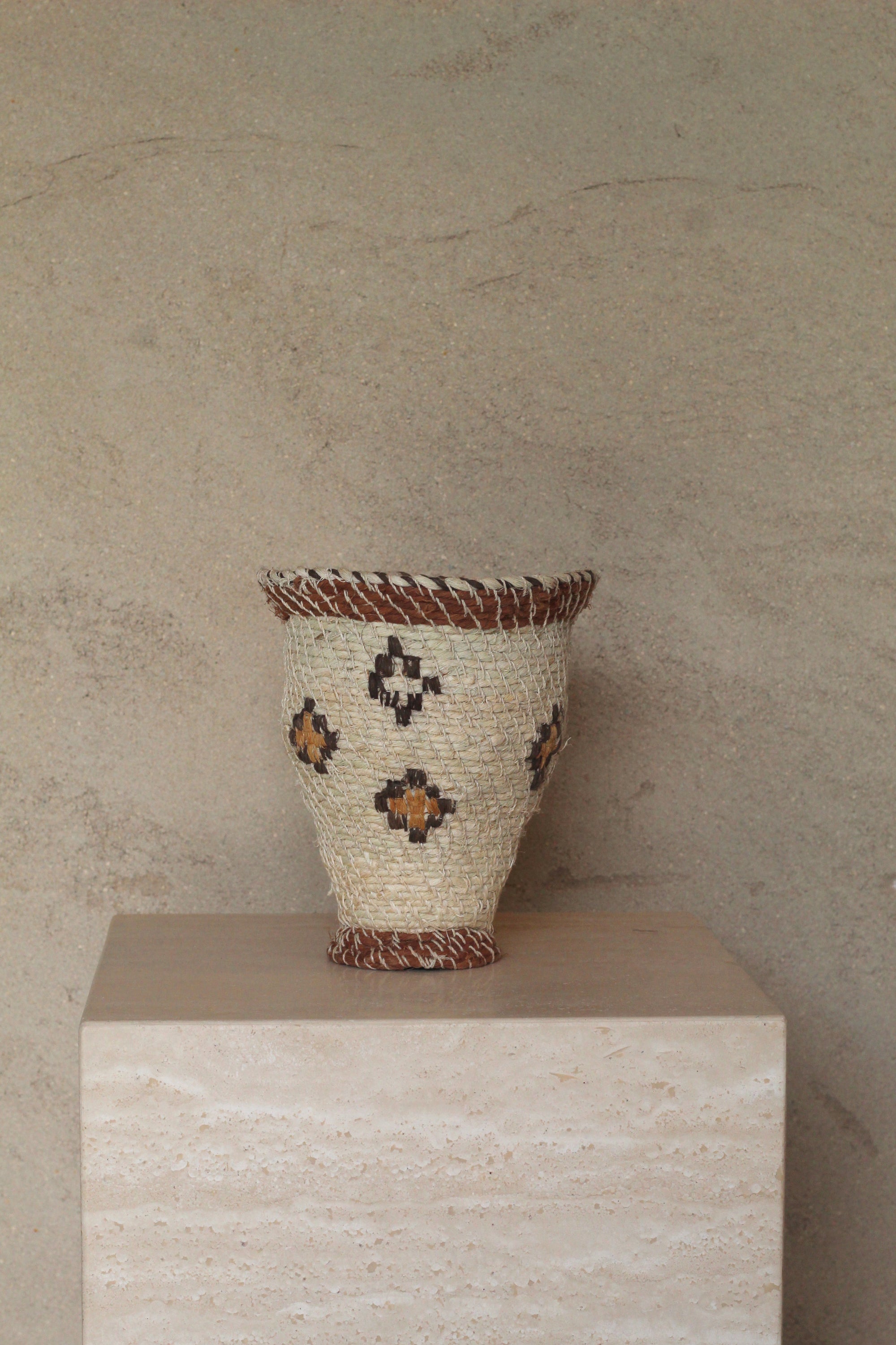 Woven Sculptural Vase #014, handwoven chaguar fibre by Wichi artisans, Argentina