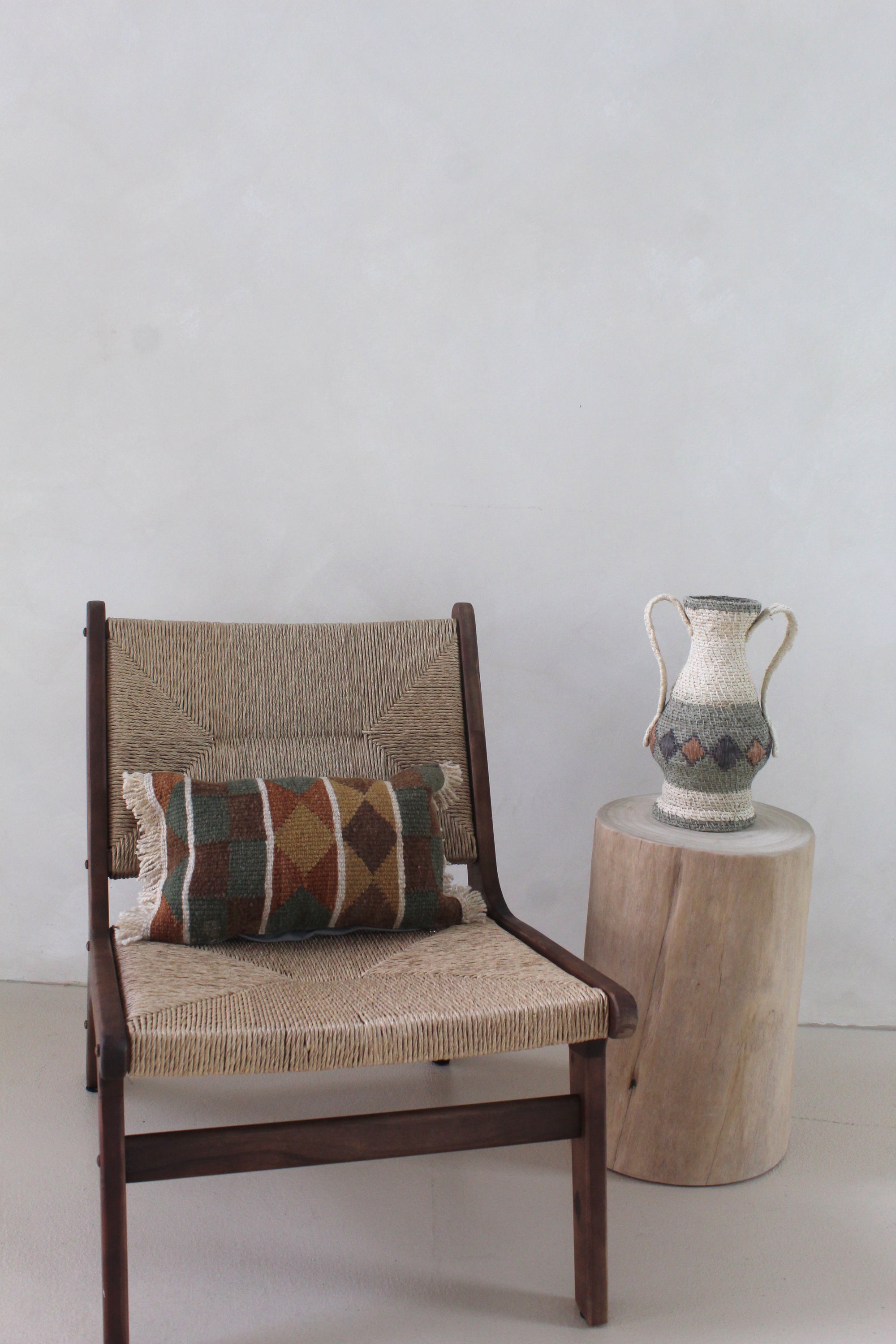 Qom Rectangle Cushion #027, handwoven sheep wool by Qom artisans, Argentina