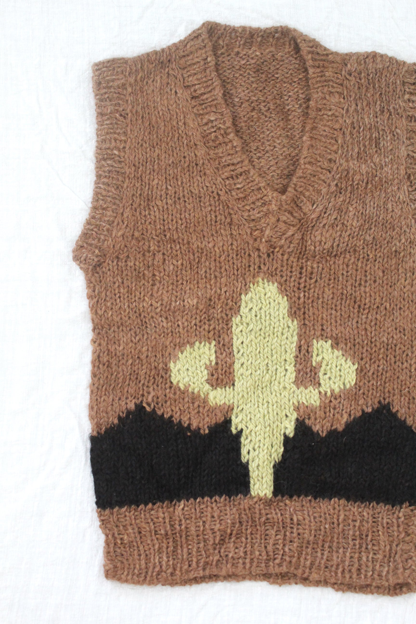 Hand Knitted Sand Cactus Vest