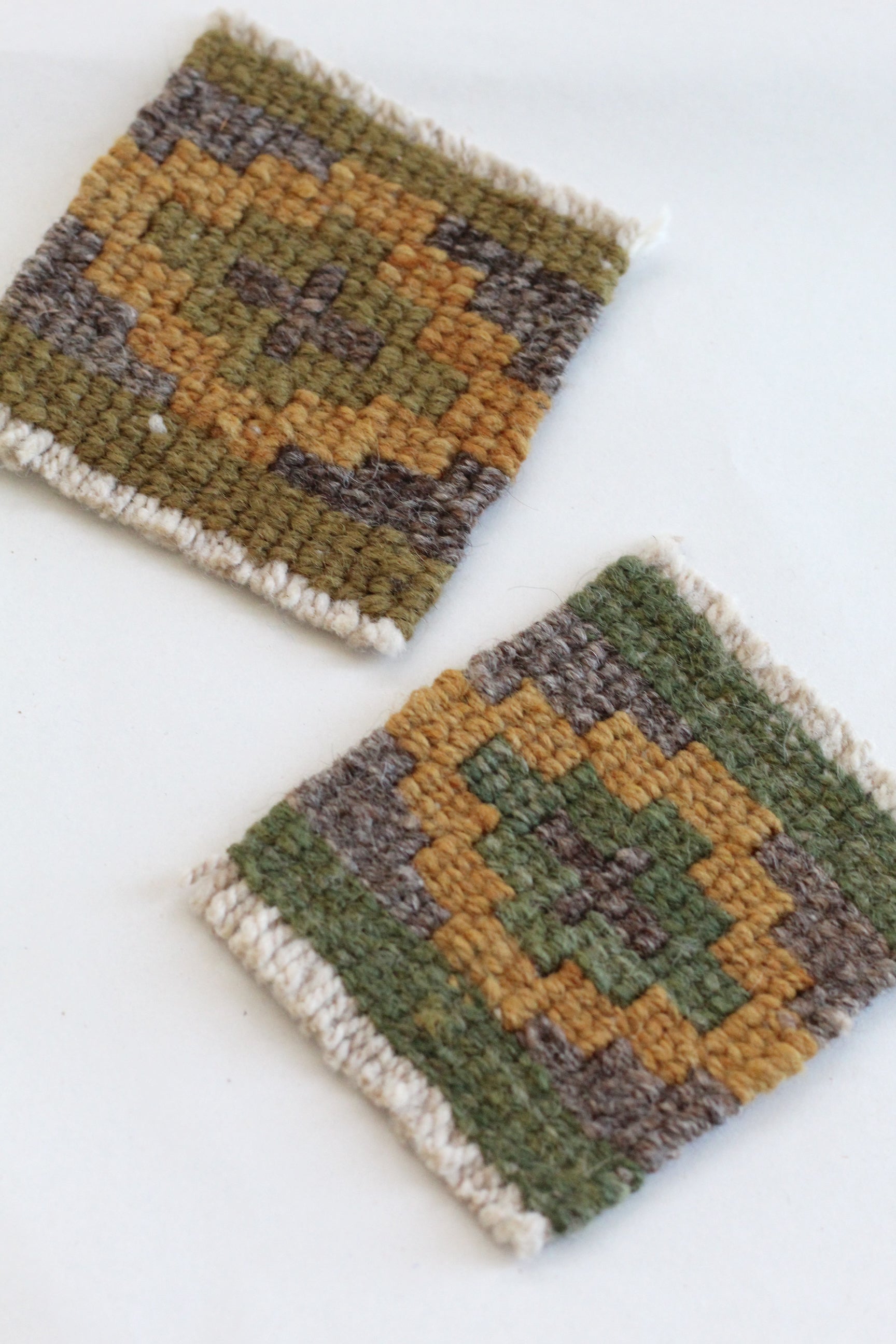 Qom Coasters Set of Six, hand-loomed sheep wool by Qom artisans, Argentina
