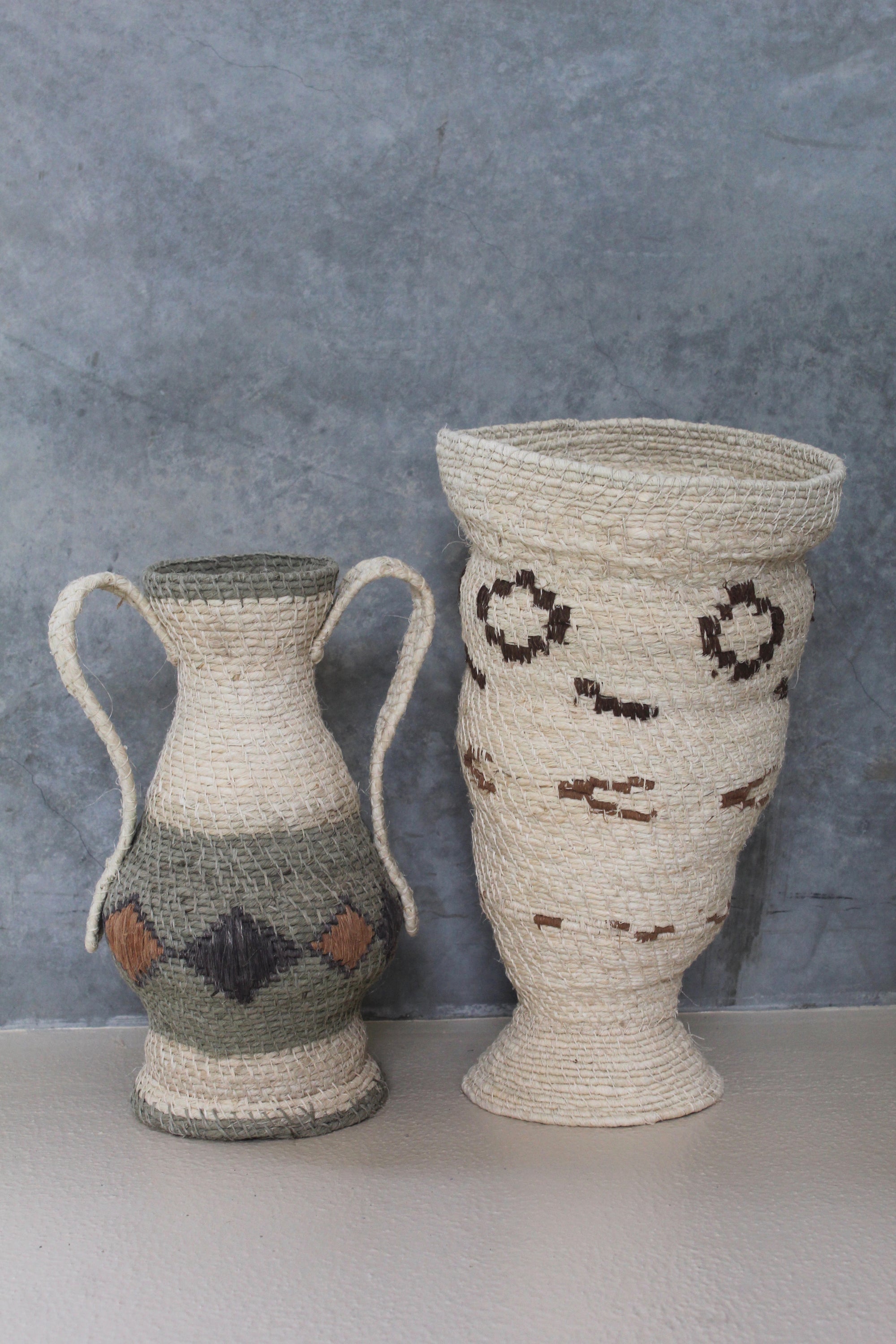 Woven Sculptural Vase #011, handwoven chaguar fibre by Wichi artisans, Argentina