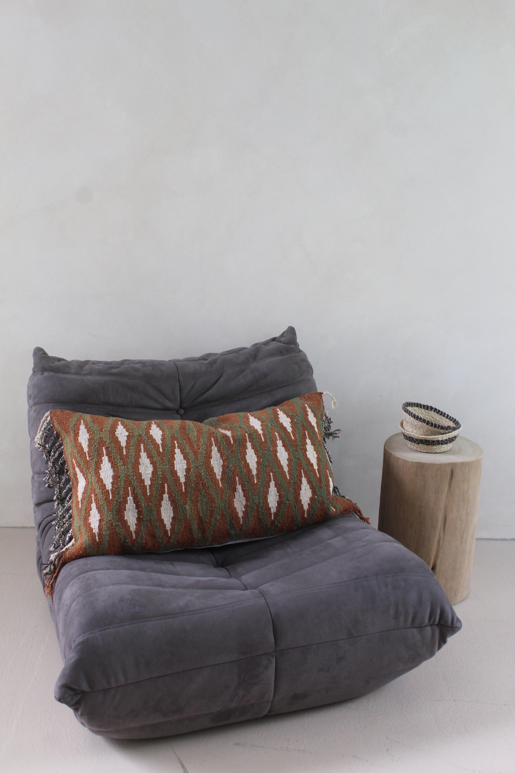 Qom XL Lumbar Cushion #014, handwoven sheep wool by Qom artisans, Argentina