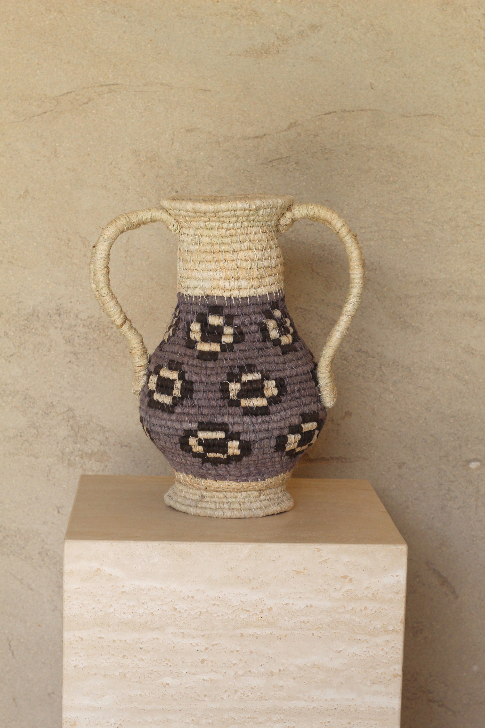 Woven Sculptural Vase #007, handwoven chaguar fibre by Wichi artisans, Argentina