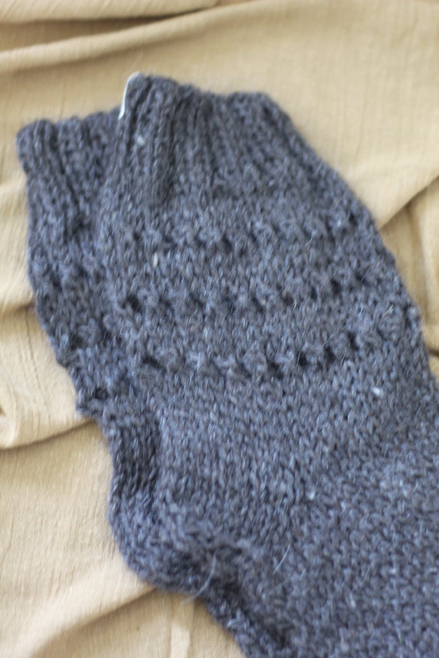 Hand Knitted Socks Dark Grey, llama wool, Argentina