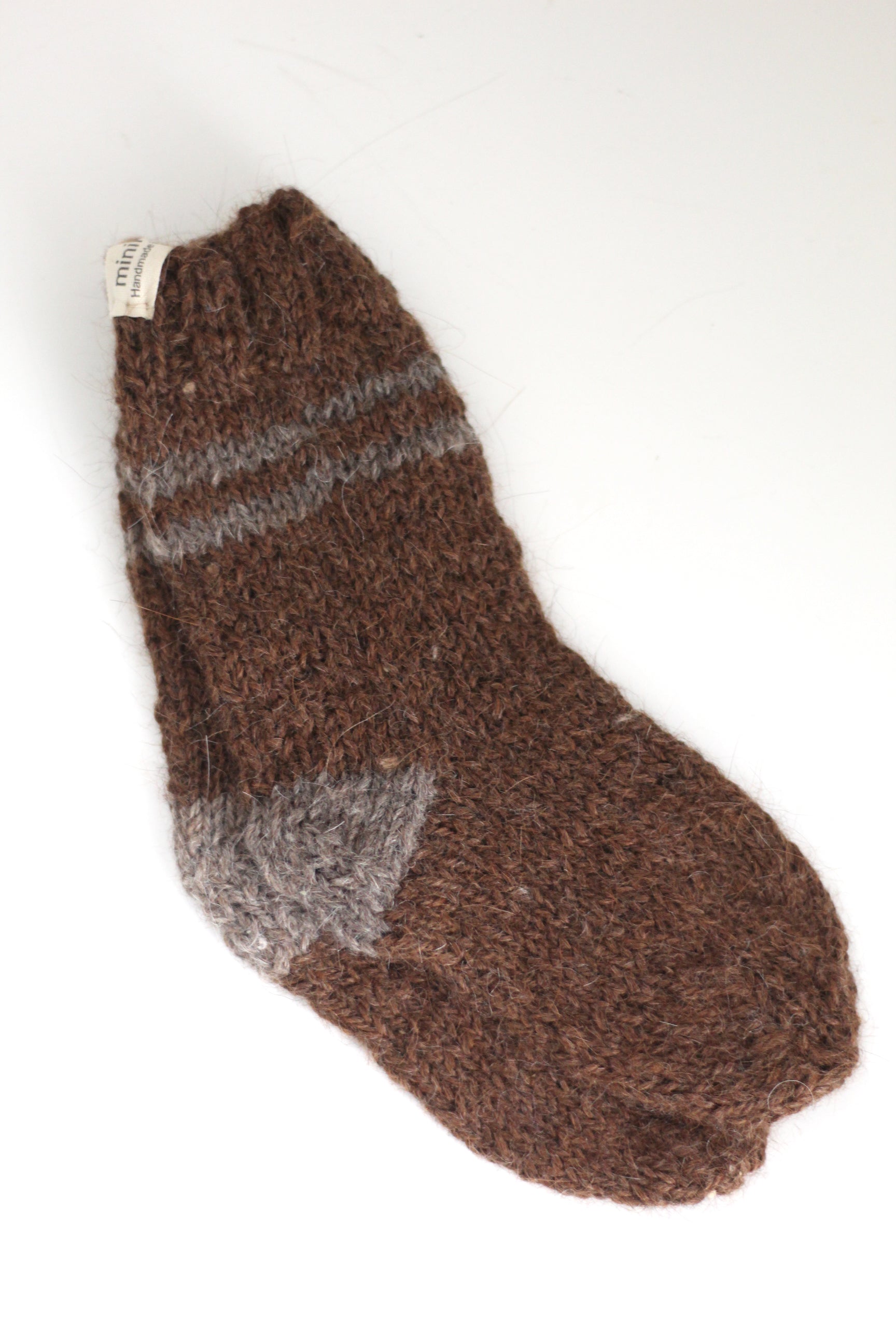 Kids Socks Chocolate and Grey, llama wool, Argentina