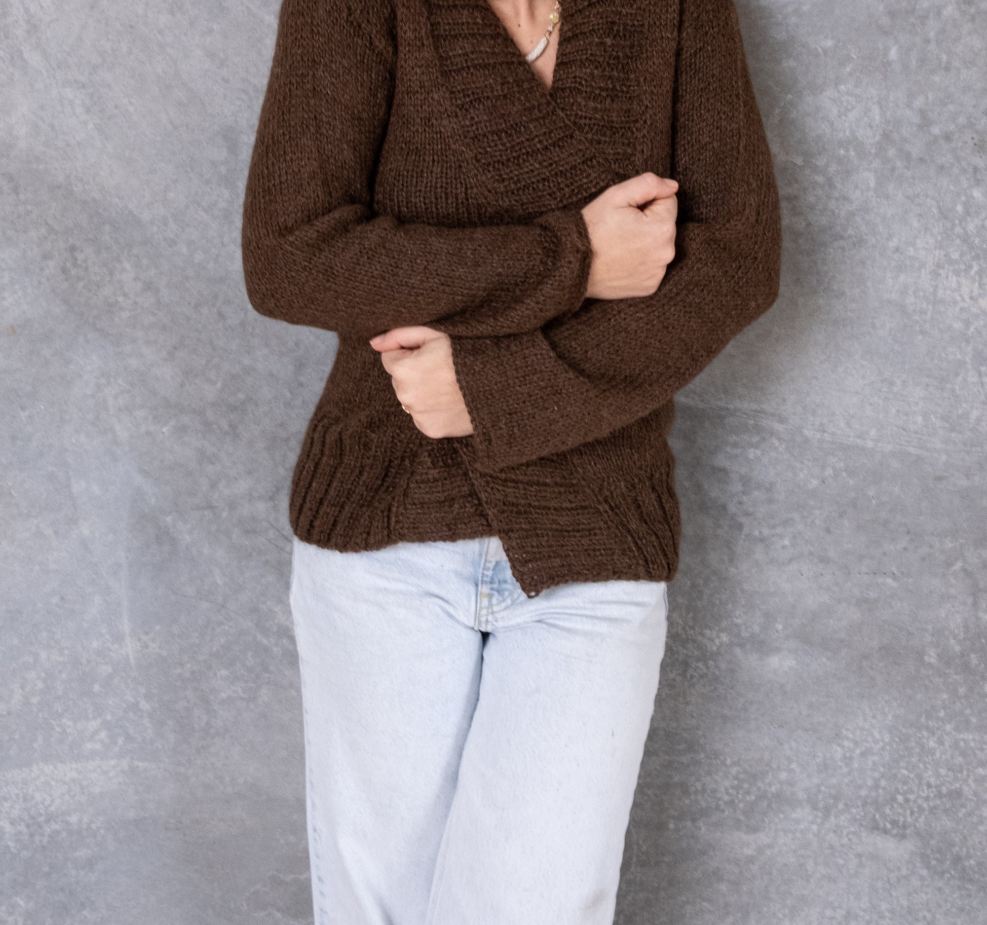 Hand Knitted Classic Cardigan | Chocolate