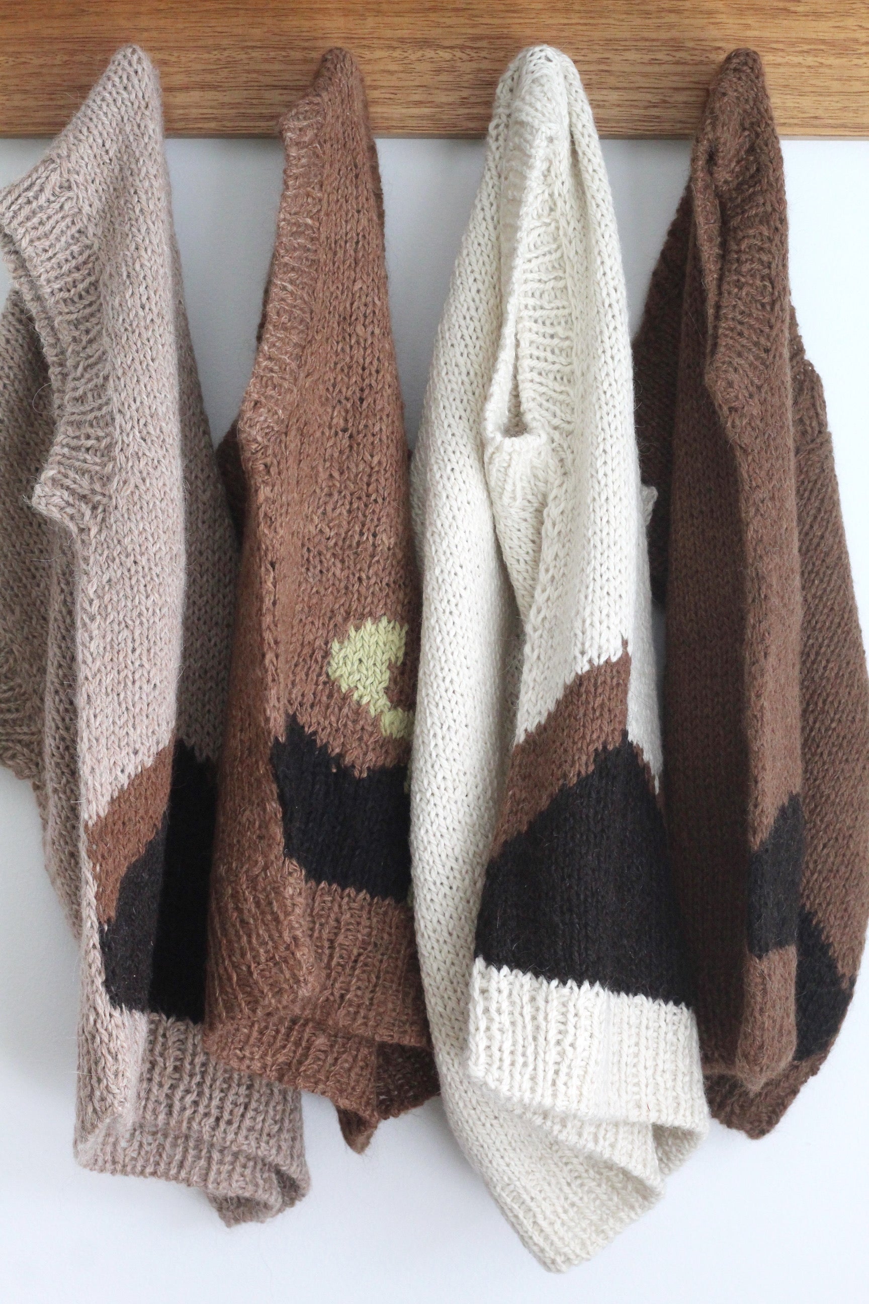 Hand Knitted Mocha Cactus Vest, llama wool, Argentina