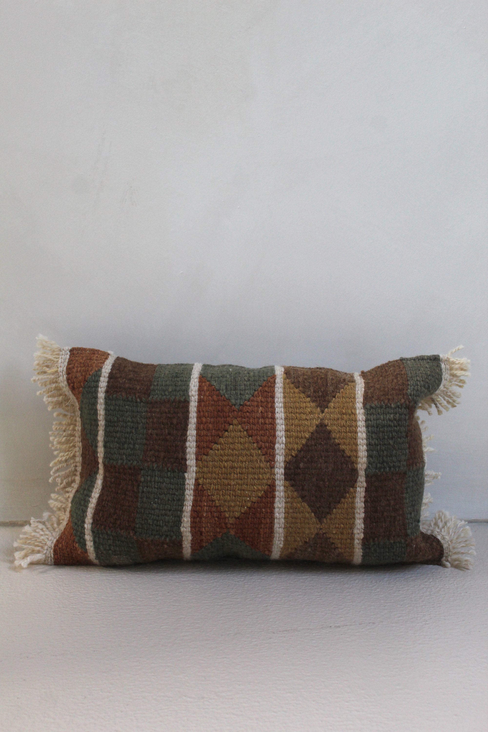 Qom Rectangle Cushion #027, handwoven sheep wool by Qom artisans, Argentina