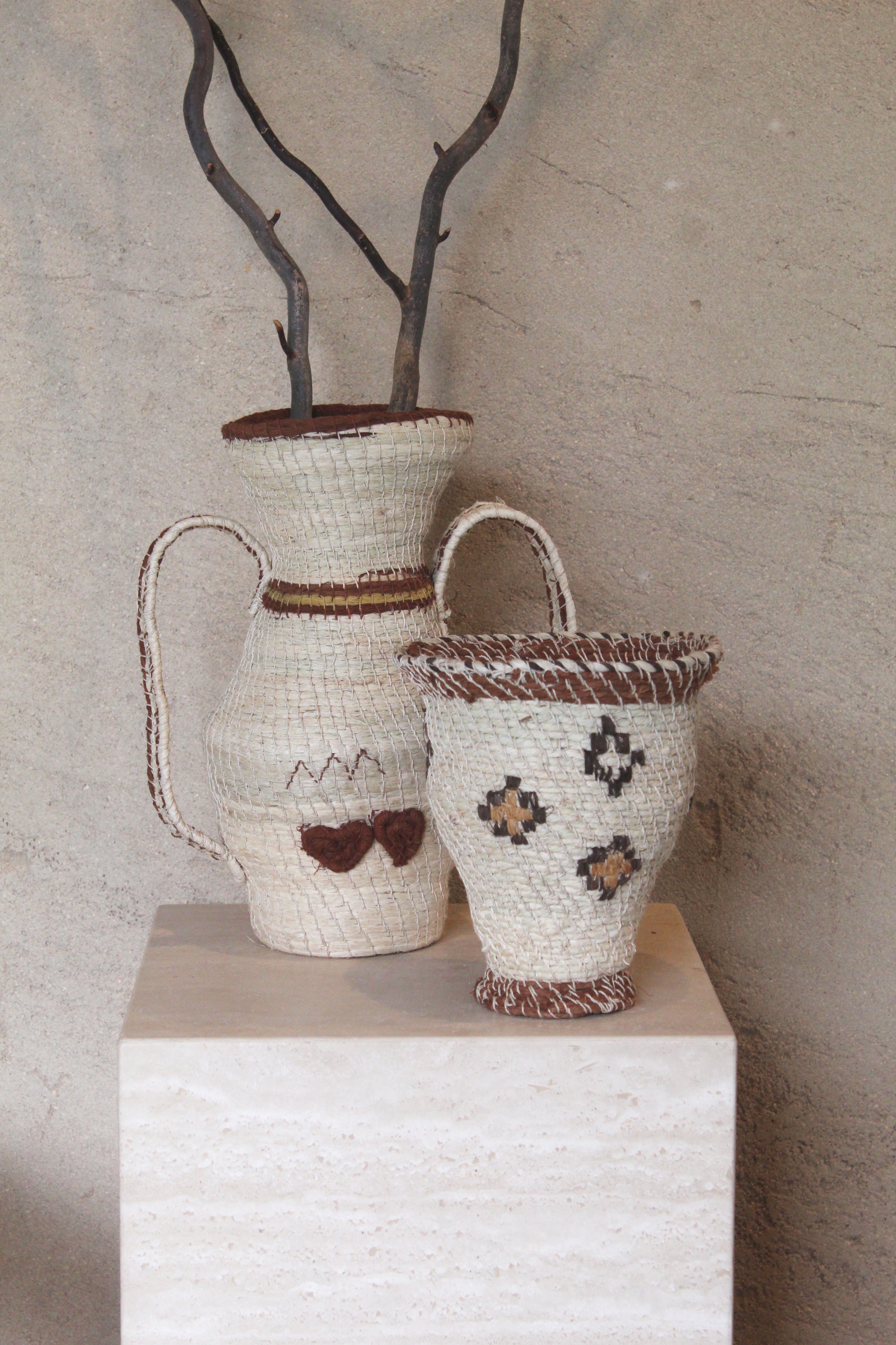 Woven Sculptural Vase #008, handwoven chaguar fibre by Wichi artisans, Argentina