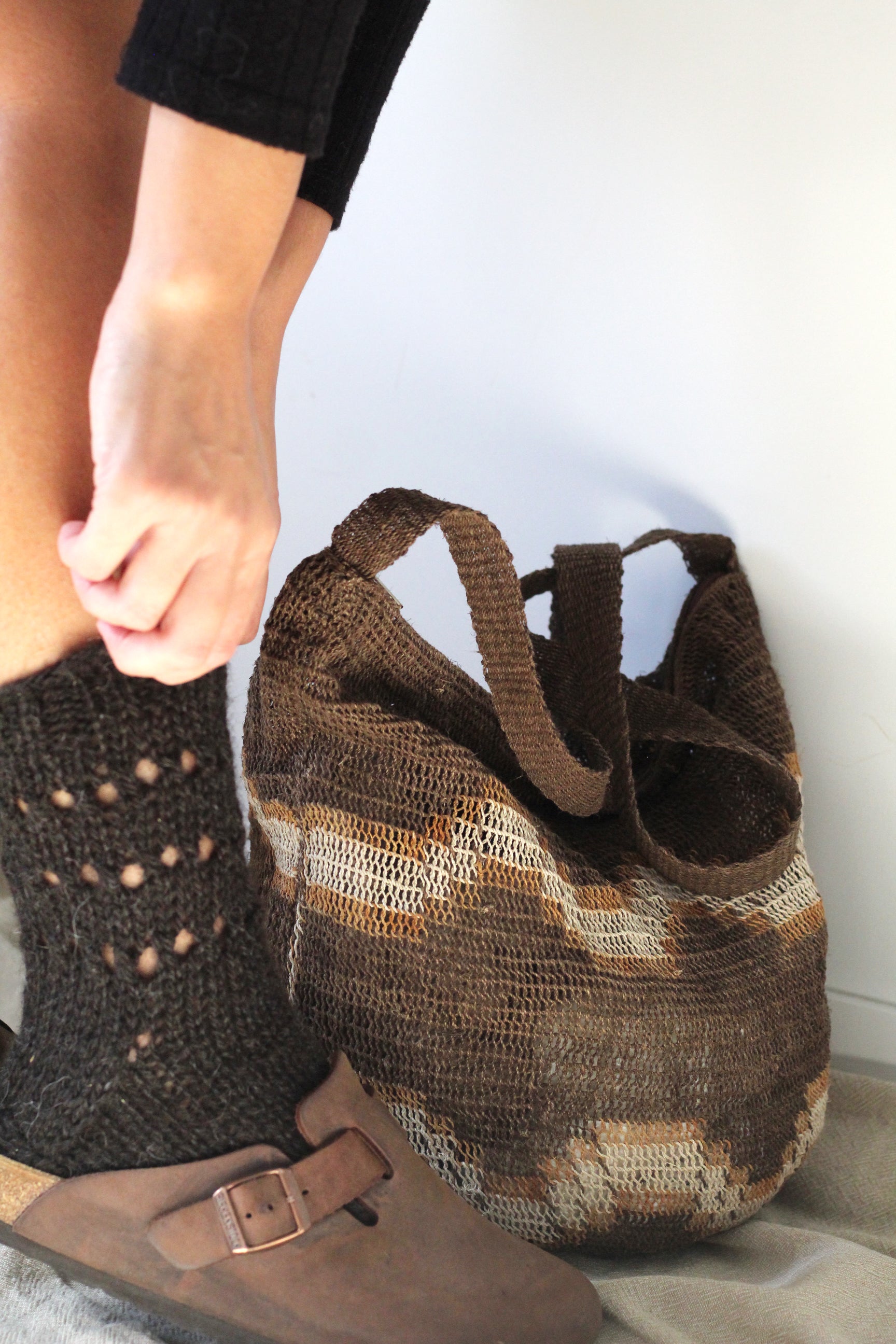 Hand Knitted Socks Black, llama wool, Argentina