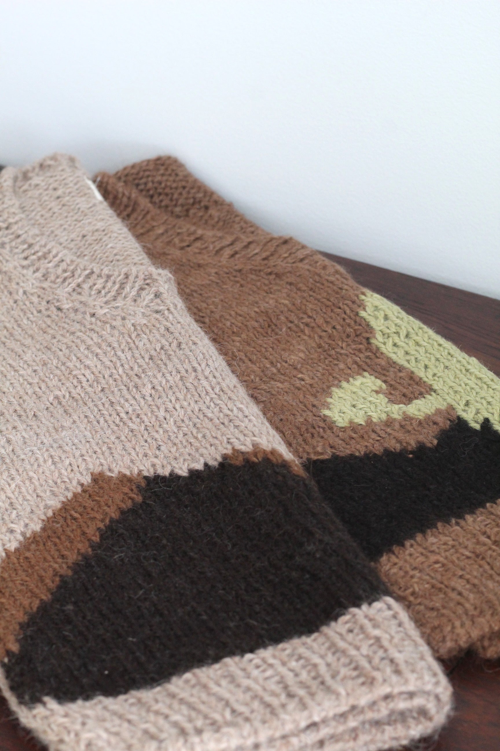 Hand Knitted Green Cactus Vest, llama wool, Argentina