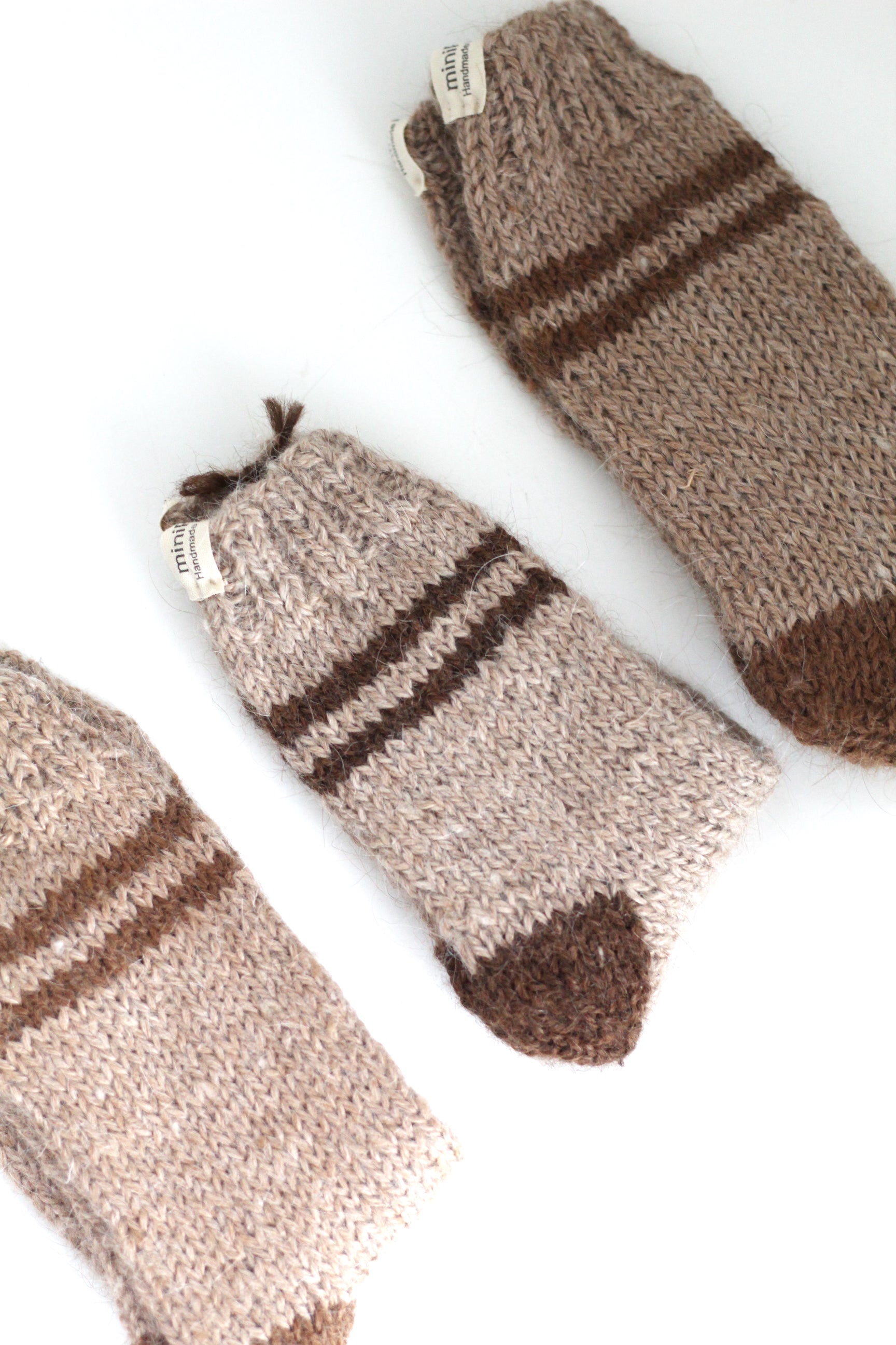 Kids Socks Beige and Chocolate, llama wool, Argentina
