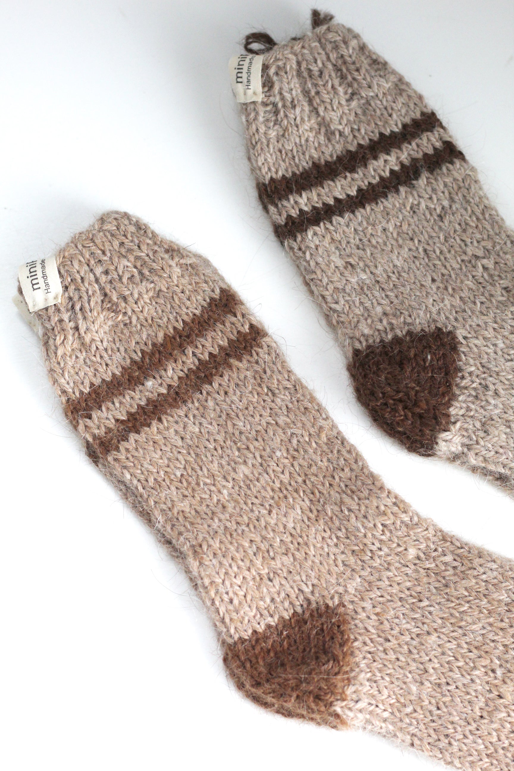 Kids Socks Beige and Chocolate, llama wool, Argentina