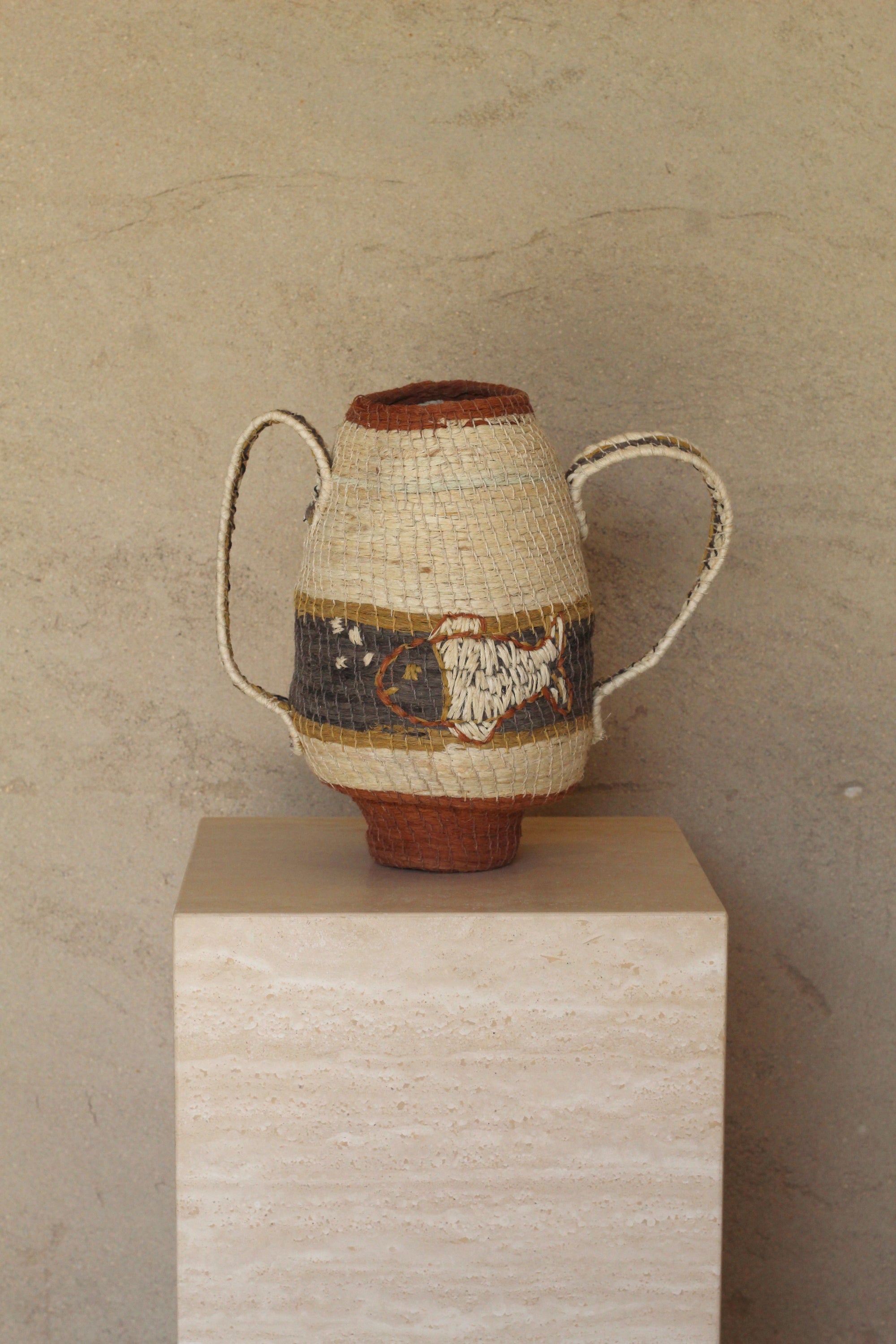 Woven Sculptural Vase #005, handwoven chaguar fibre by Wichi artisans, Argentina