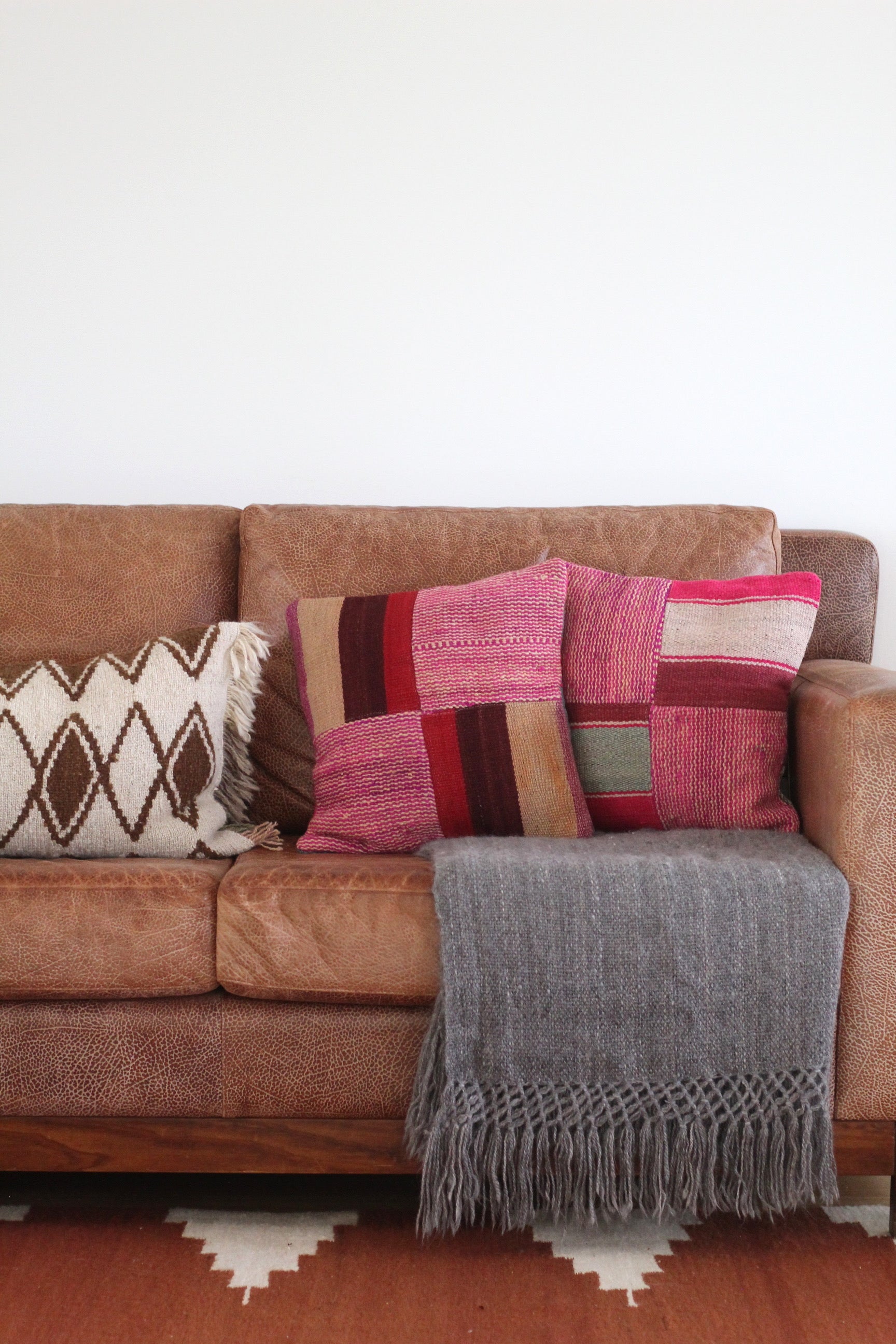 Patchwork Frazada Cushion #014, sheep wool patchwork from Peruvian Andes