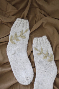 Kids Socks | Natural & Sand | Hand embroidered