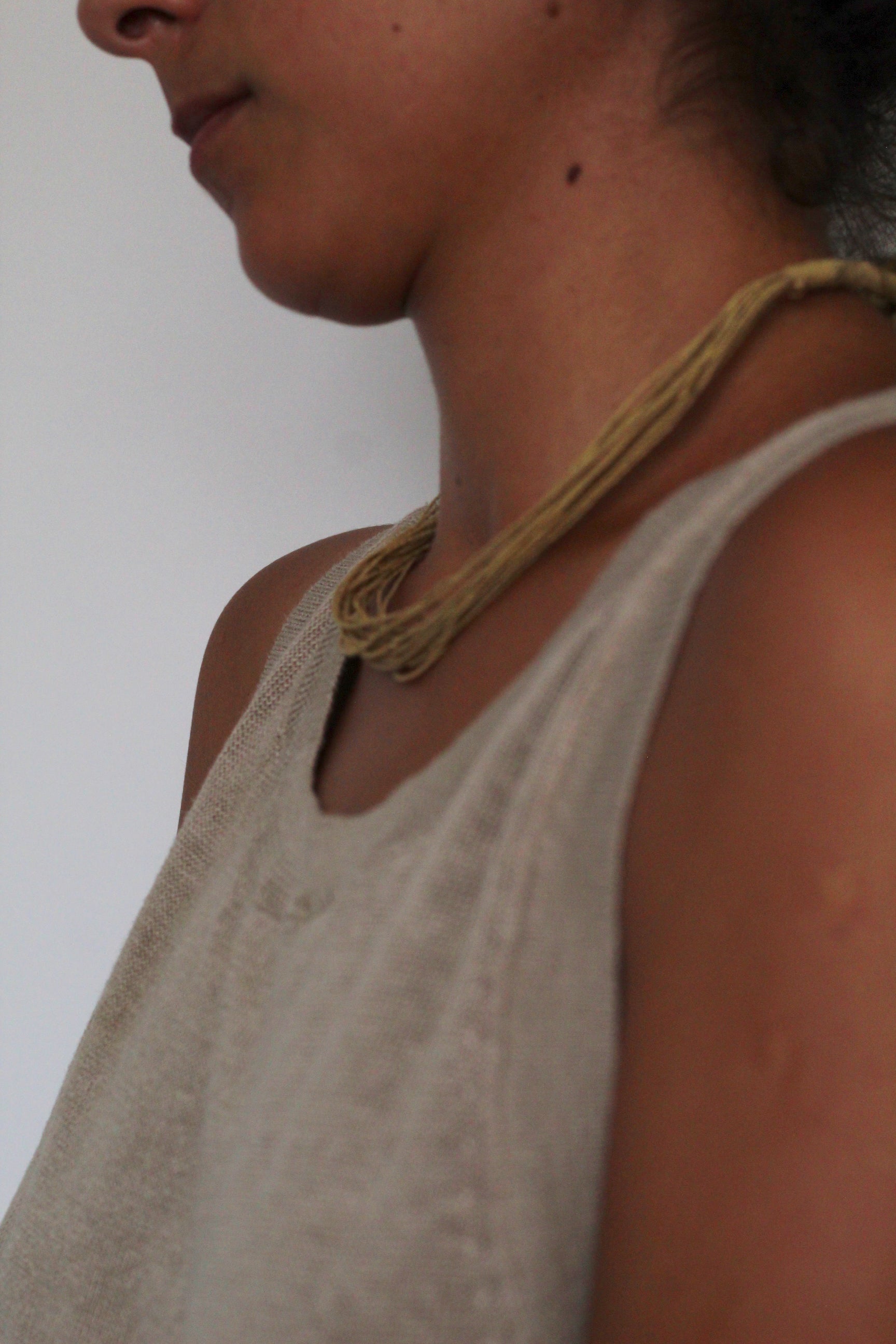 Necklace #0110 Moss, handwoven chaguar by Wichi artisans, Argentina