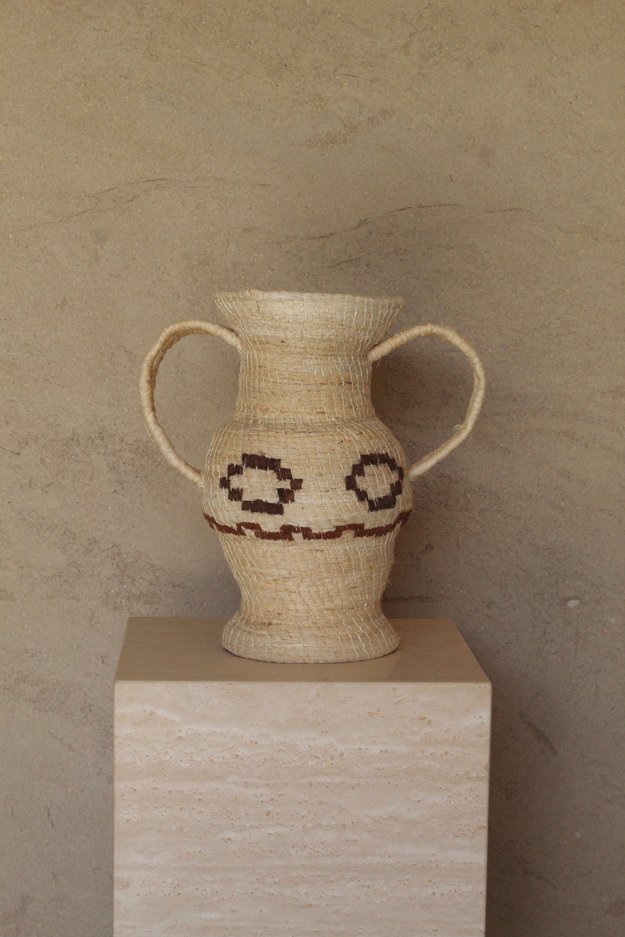 Woven Sculptural Vase #001, handwoven chaguar fibre by Wichi artisans, Argentina