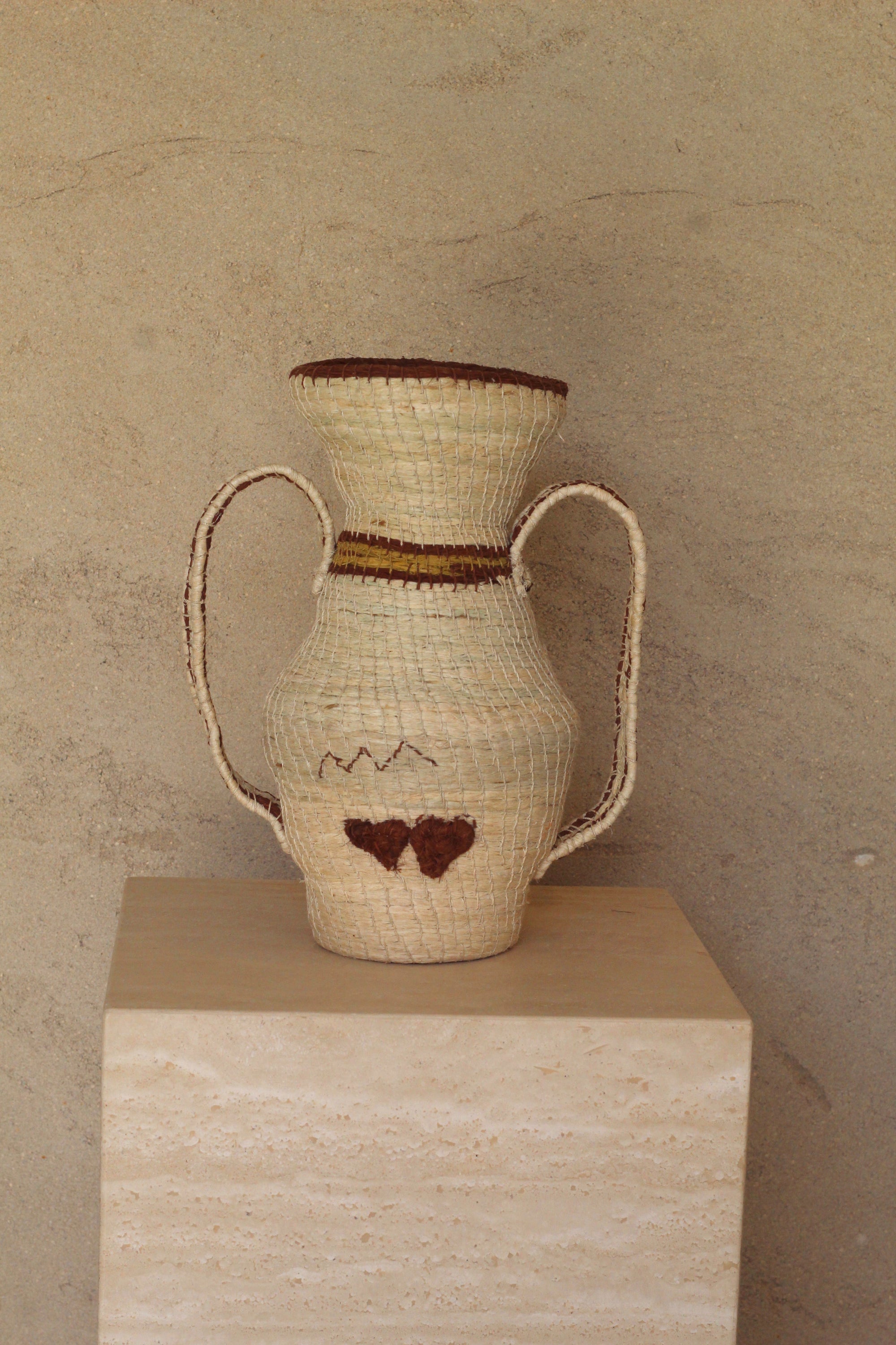 Woven Sculptural Vase #008, handwoven chaguar fibre by Wichi artisans, Argentina